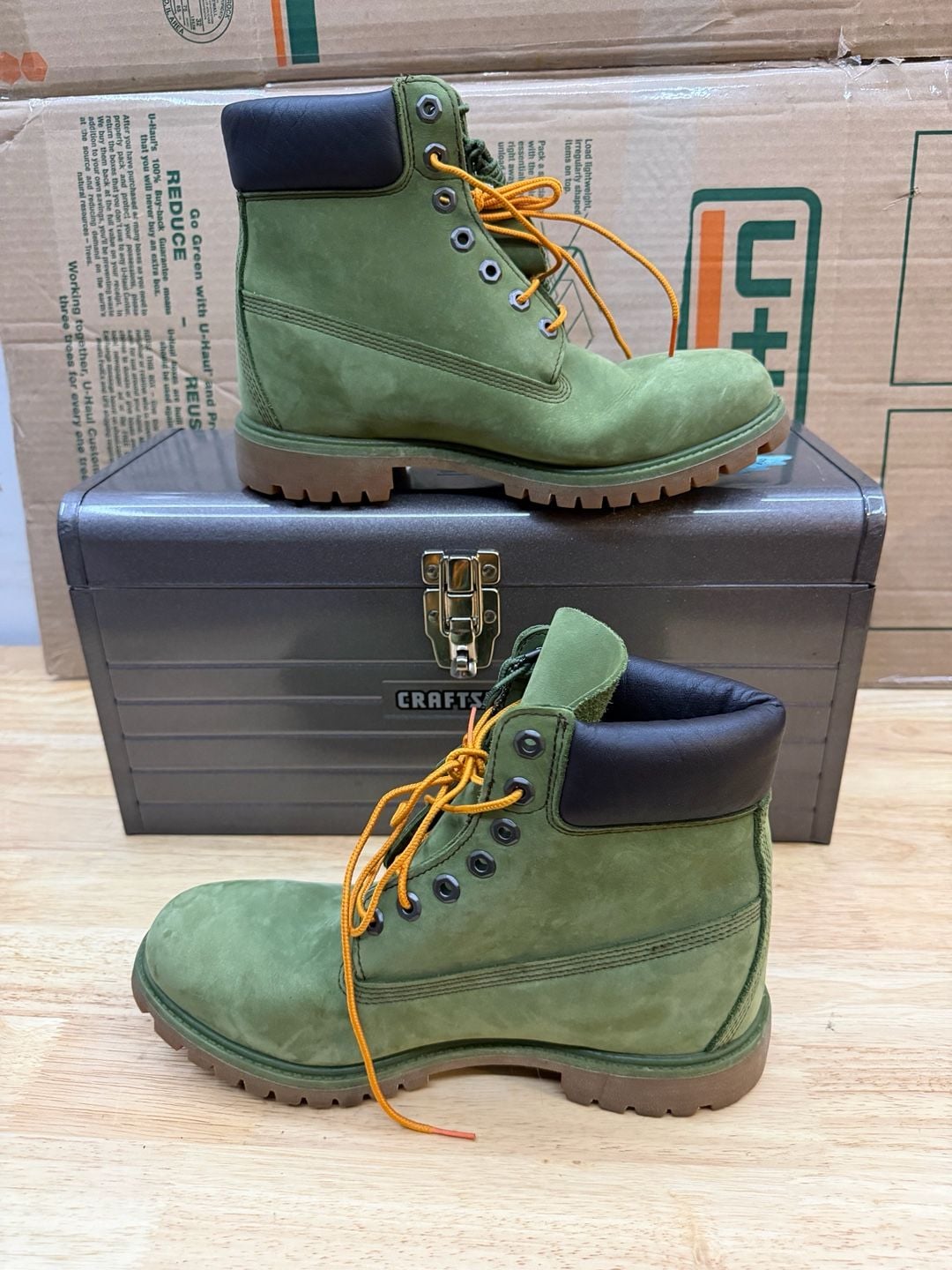 Timberland 6-Inch Premium Boot Size 10M Green Leather 3