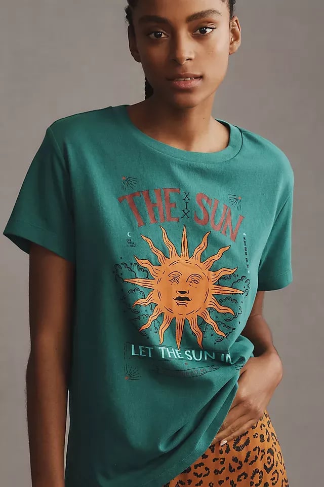 Farm Rio Let The Sun In Graphic T-Shirt Size M Green Cotton 2