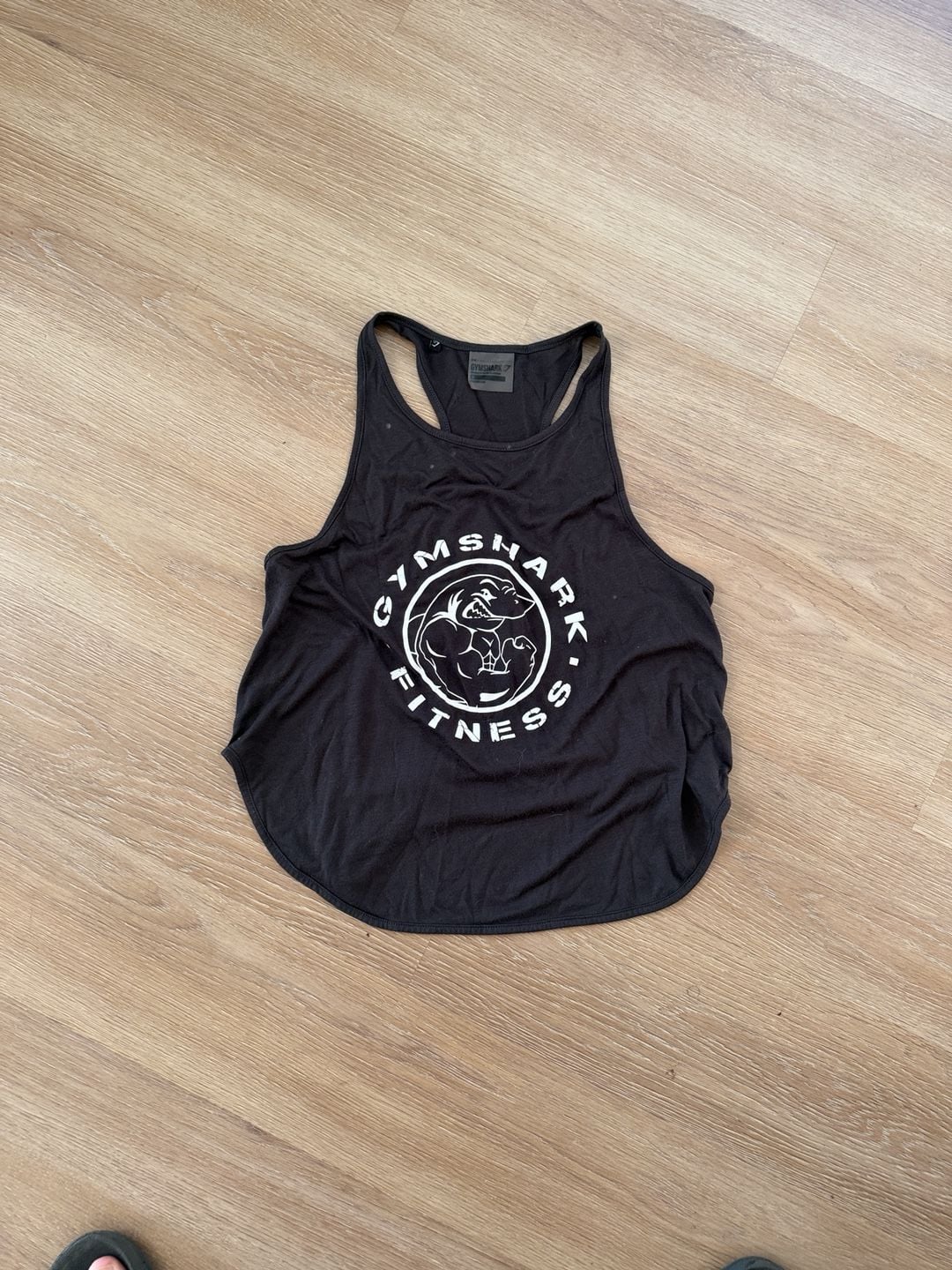 Gymshark Tank Top Size M Black Racerback Fitness Logo 2