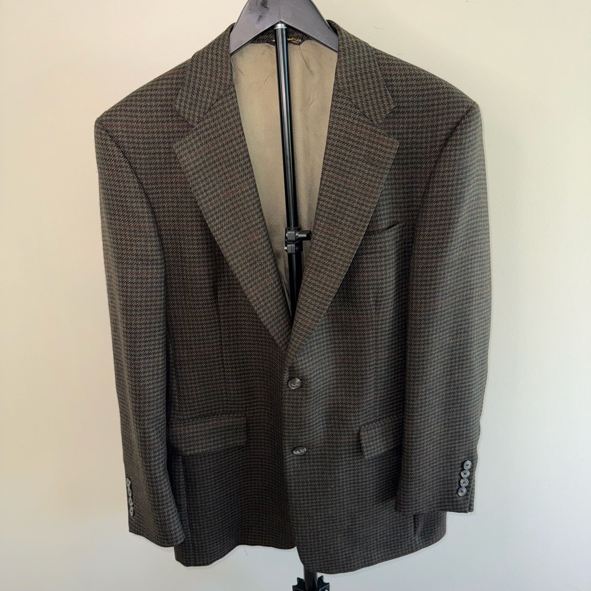 100% Wool Austin Reed Wool Blazer Size 38R Brown Houndstooth 2