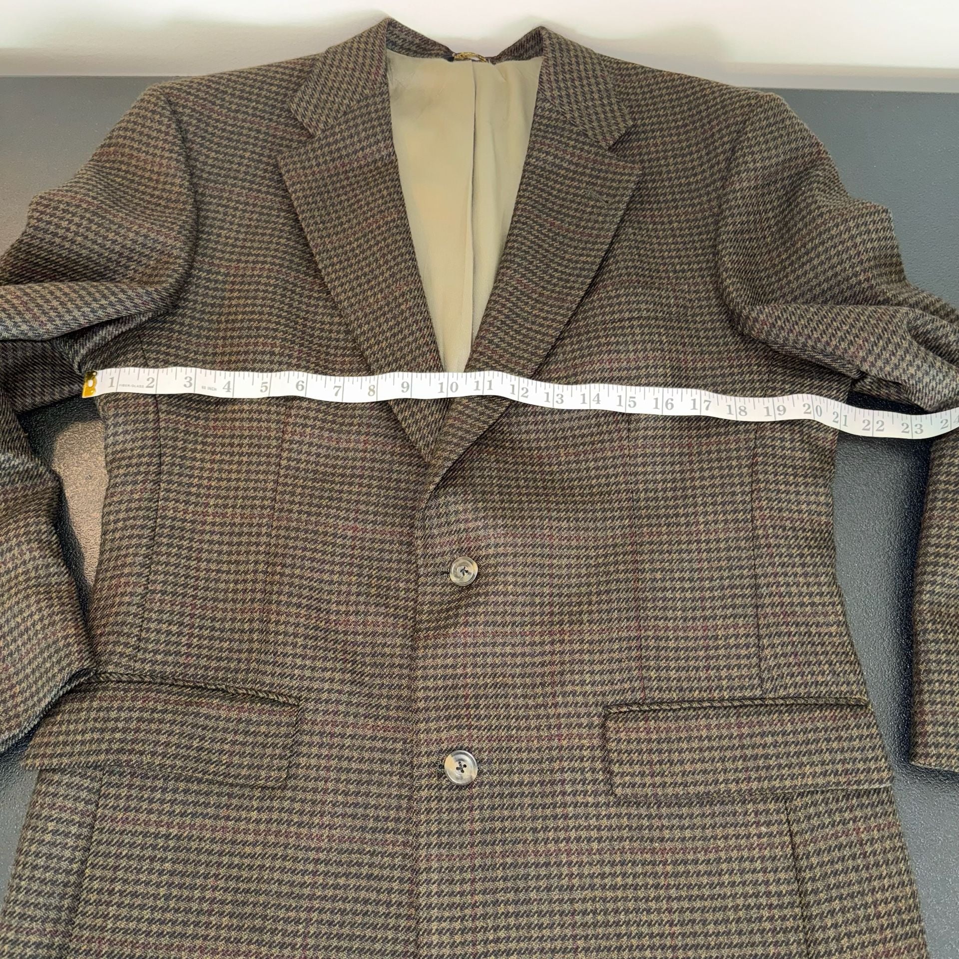 100% Wool Austin Reed Wool Blazer Size 38R Brown Houndstooth 7
