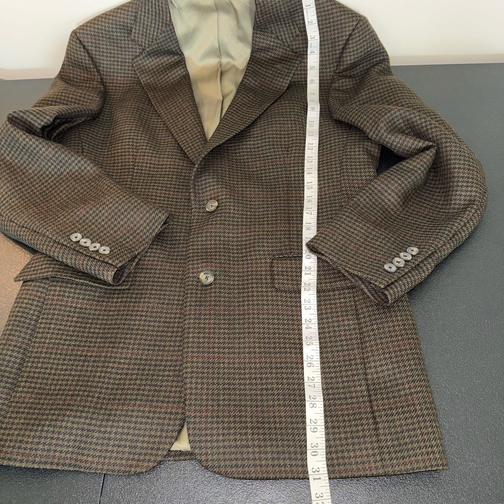 100% Wool Austin Reed Wool Blazer Size 38R Brown Houndstooth 8