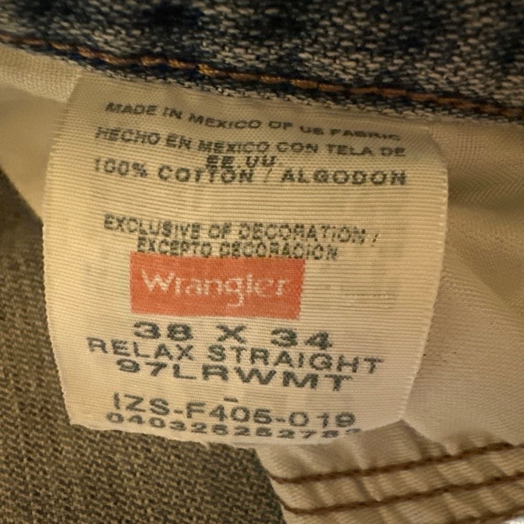 Wrangler Relax Straight Light Wash Denim Jeans Size 38x34 6