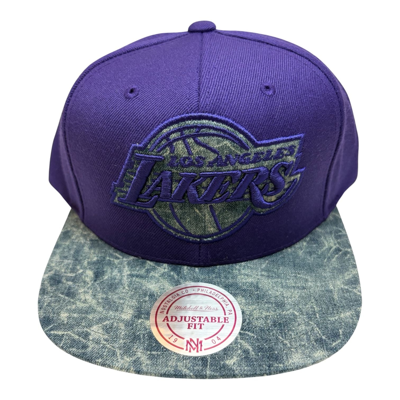 Mitchell & Ness Los Angeles Lakers Acid Wash Brim Snapback Hat 2
