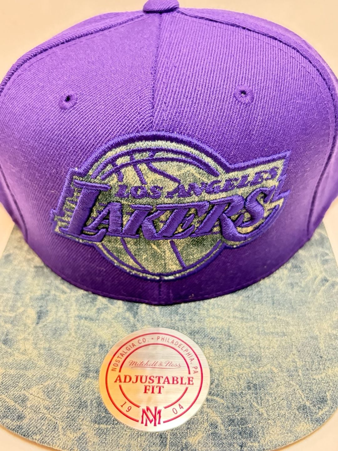 Mitchell & Ness Los Angeles Lakers Acid Wash Brim Snapback Hat 4