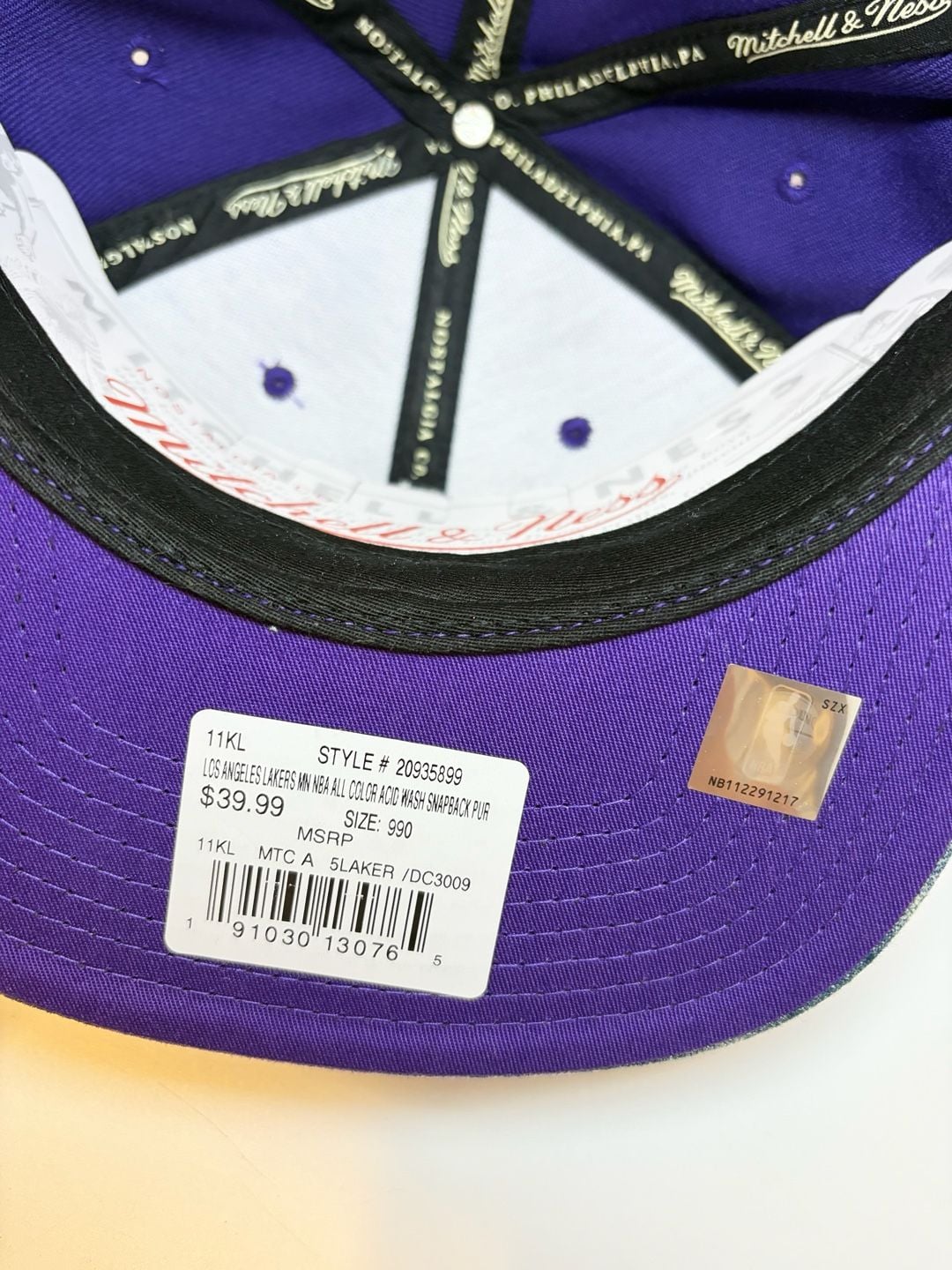 Mitchell & Ness Los Angeles Lakers Acid Wash Brim Snapback Hat 10