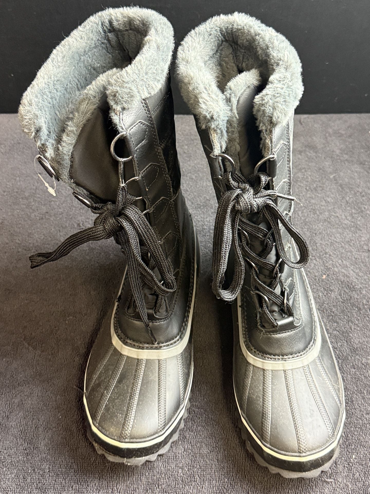 JBU Sabine Snow Boots Size 9M Black Faux Fur Winter Duck Boots 3