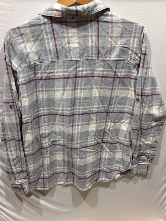 Columbia Sportswear Company Plaid Flannel Shirt Size L Gray Pink Long Sleeve 6
