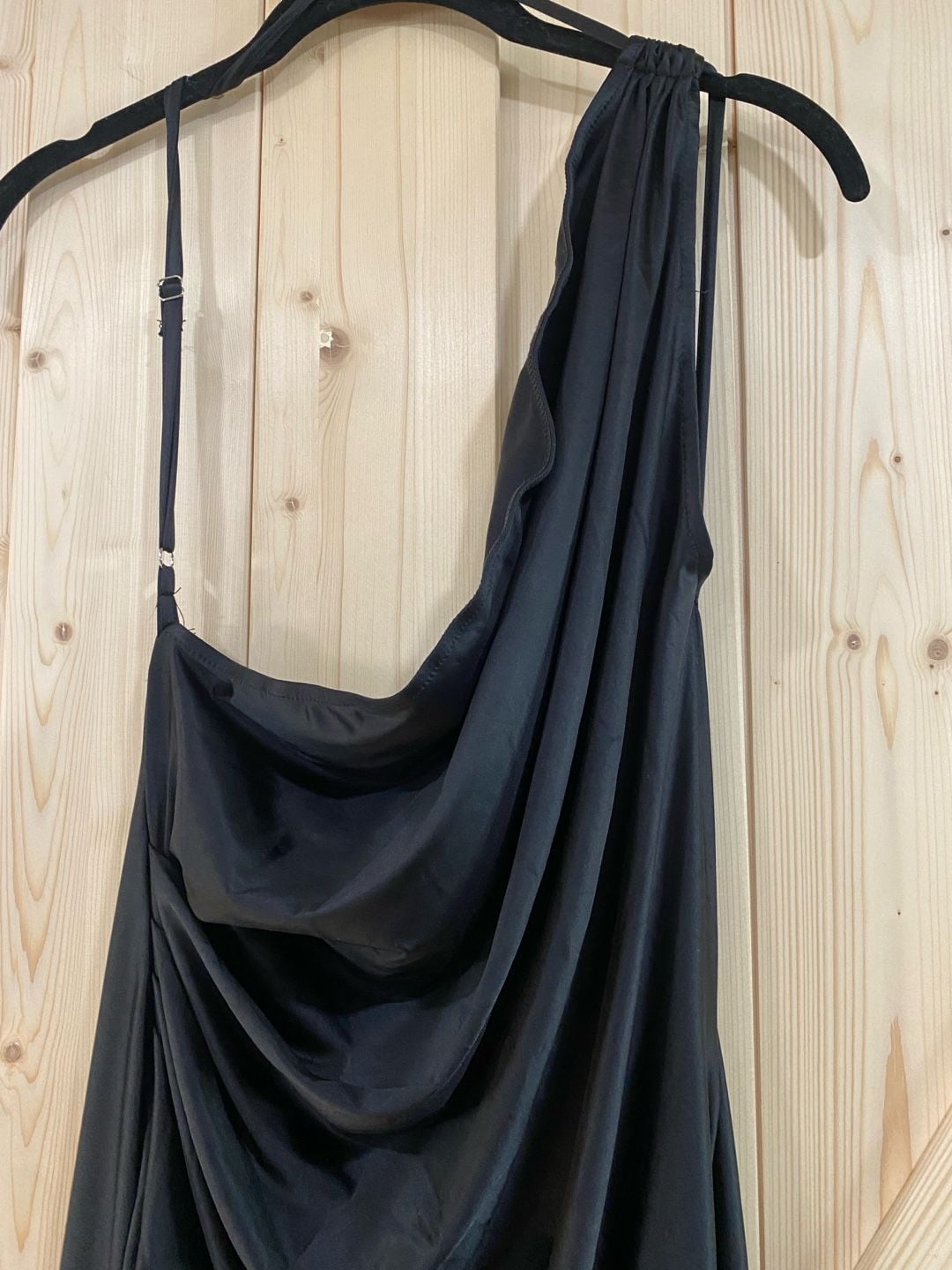 NWT Black One-Shoulder Ruched Maxi Dress 6