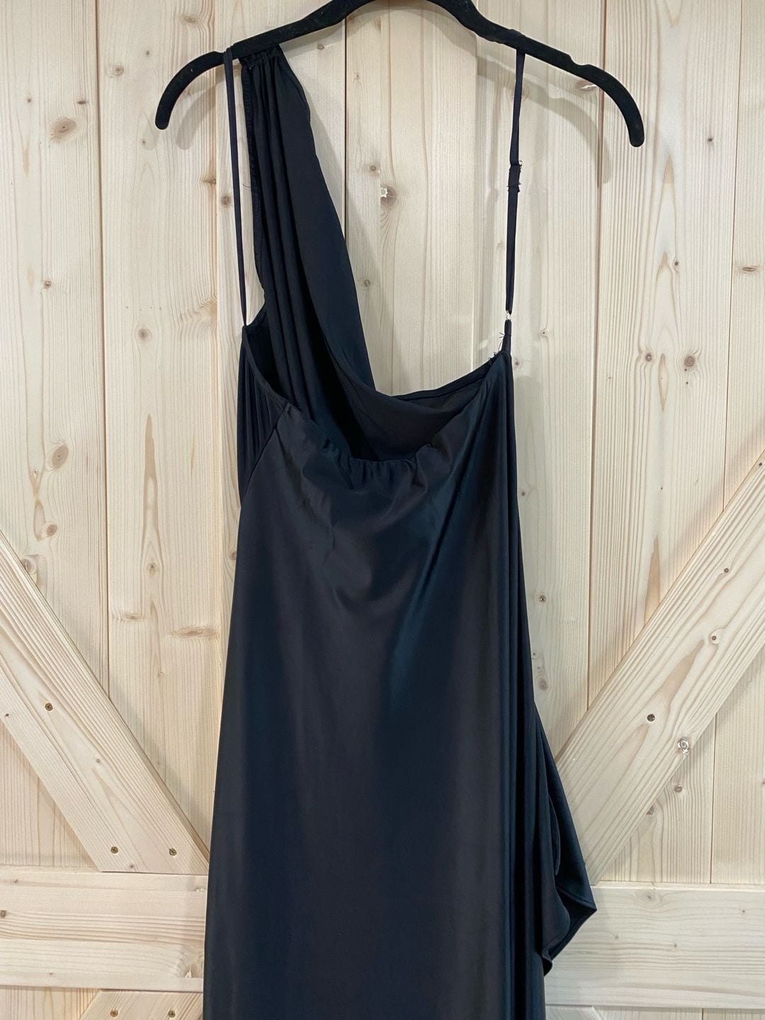 NWT Black One-Shoulder Ruched Maxi Dress 7