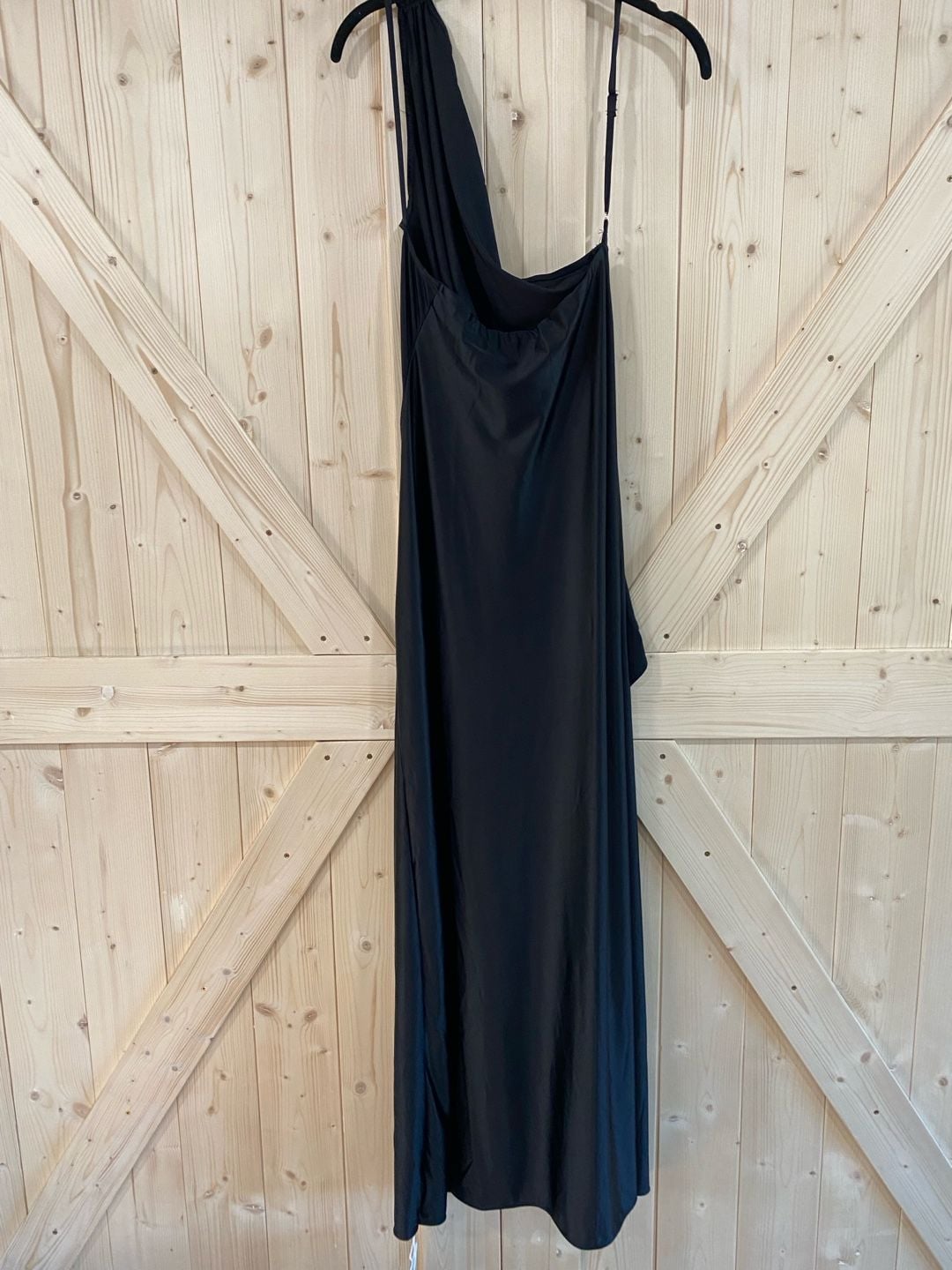 NWT Black One-Shoulder Ruched Maxi Dress 9