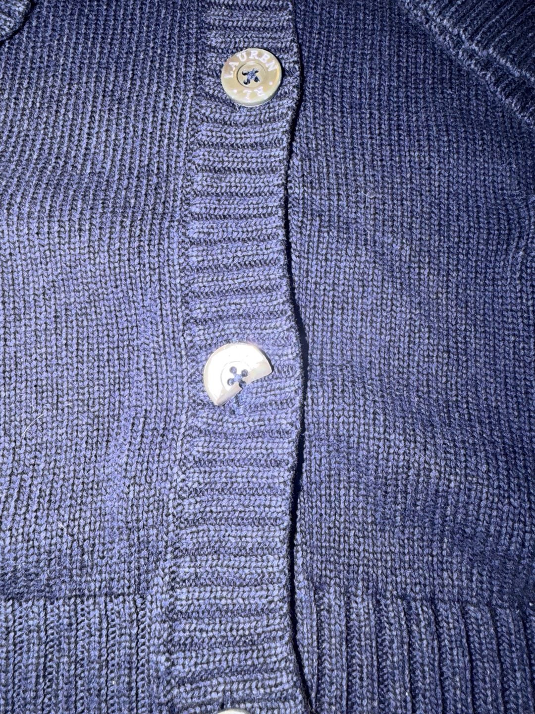 Lauren Ralph Lauren Cardigan Size L Navy Blue Cotton V-Neck Sweater 4