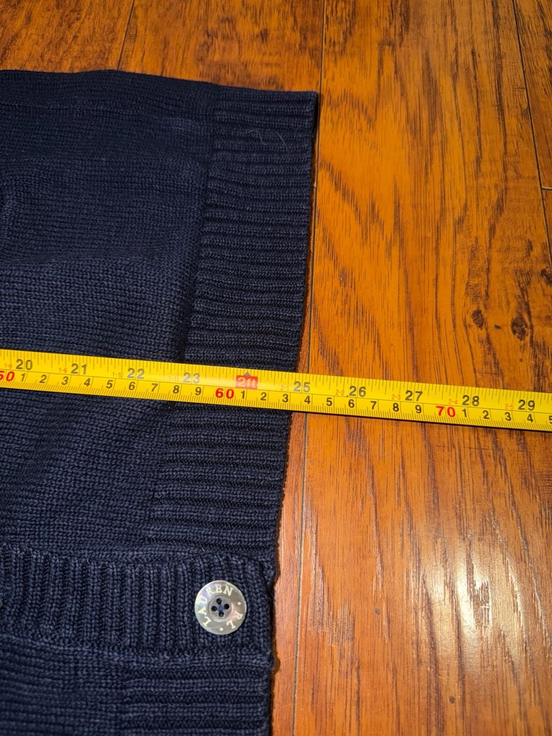 Lauren Ralph Lauren Cardigan Size L Navy Blue Cotton V-Neck Sweater 6