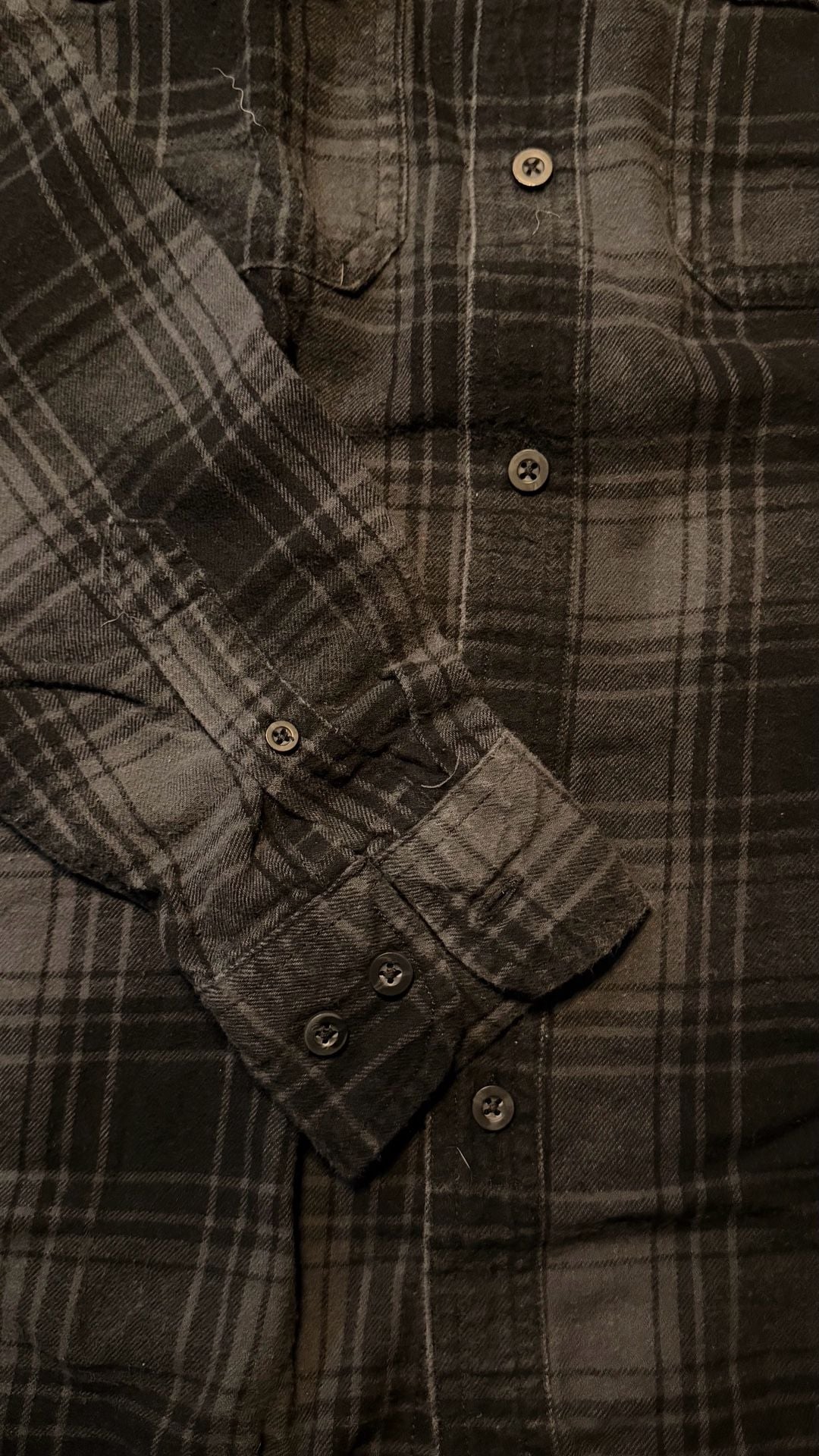 Faded Glory Plaid Flannel Shirt Size S/CH 34-36 Black Gray 3