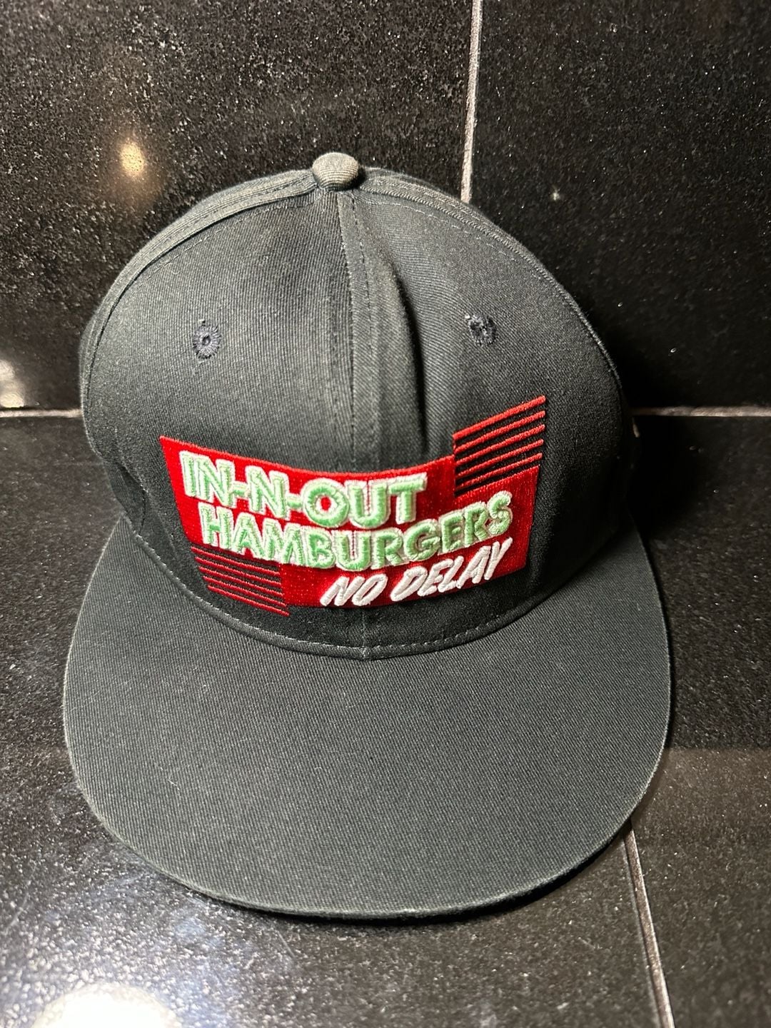In-N-Out Burger No Delay Snapback Hat Black Embroidered Est 1948 2