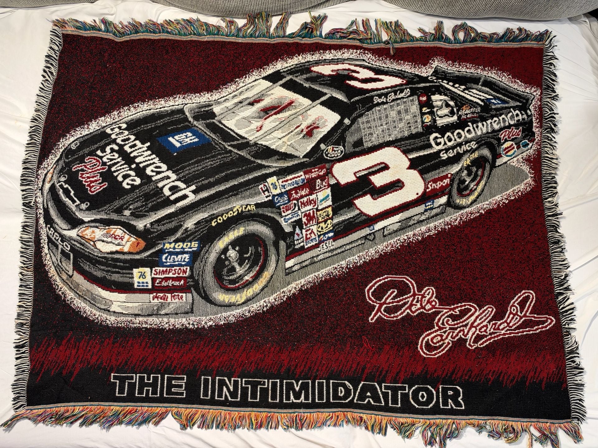 Vintage Dale Earnhardt The Intimidator NASCAR Woven Tapestry Throw Blanket 1