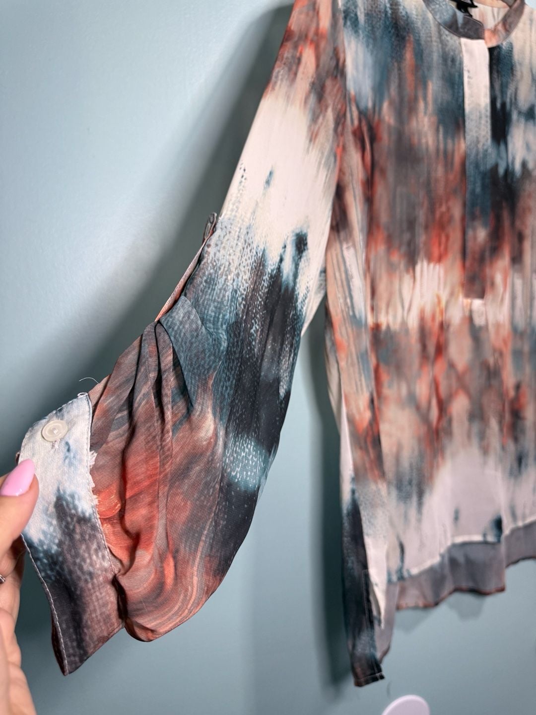A.N.A. Blouse Size L Abstract Print Long Sleeve 5