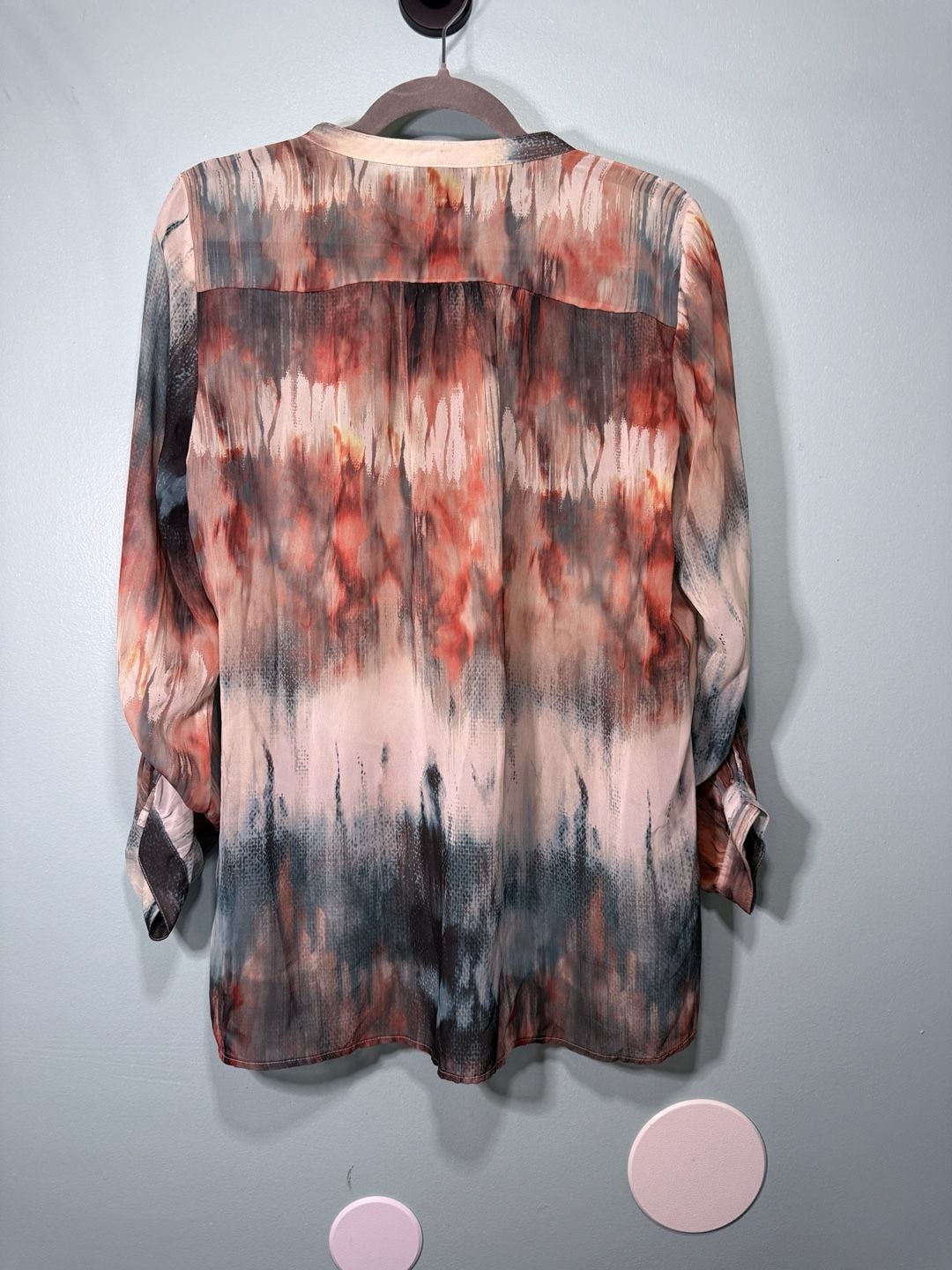 A.N.A. Blouse Size L Abstract Print Long Sleeve 7