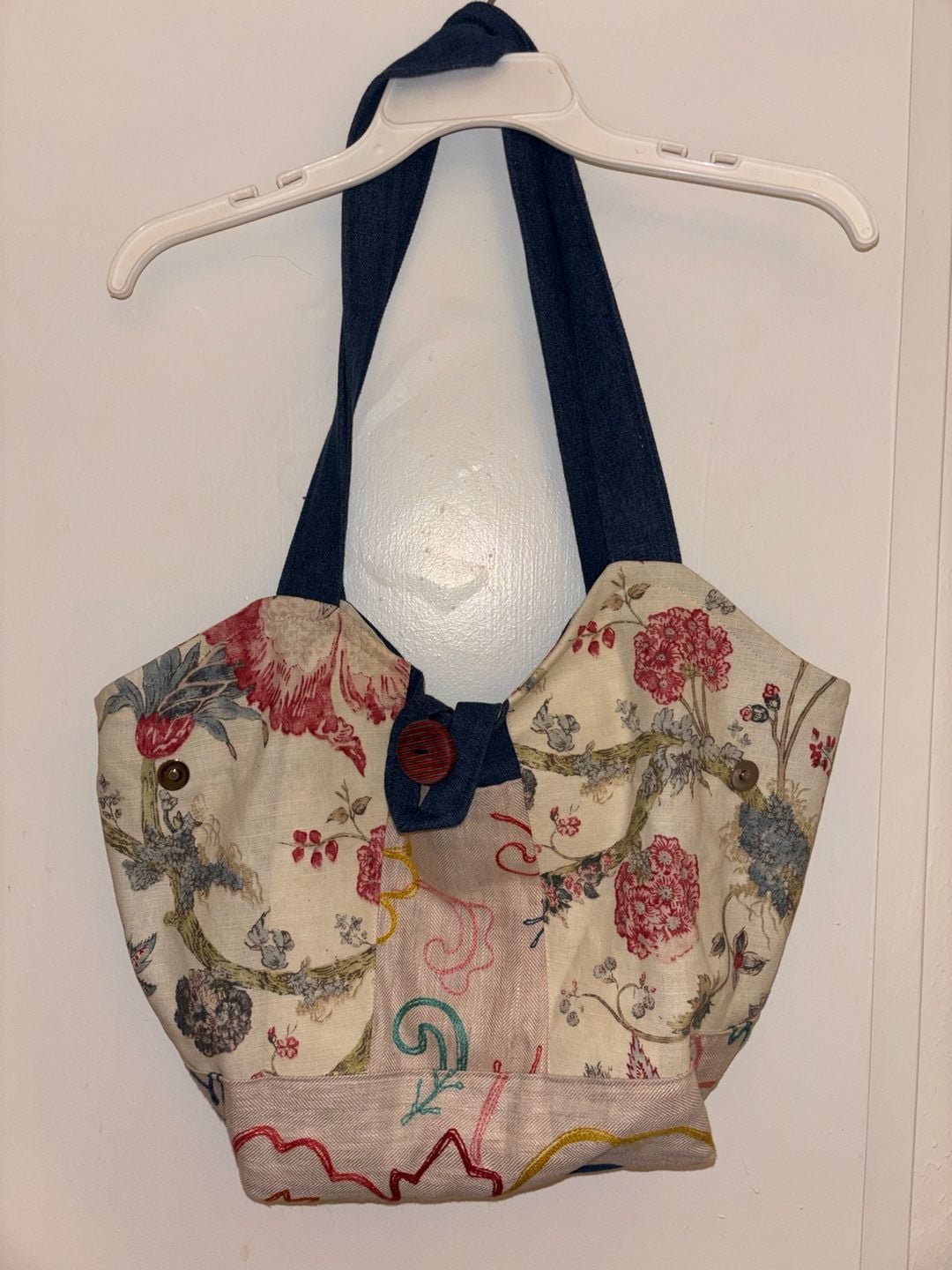 Once Upon A Time Denim Floral Patchwork Tote Bag 2