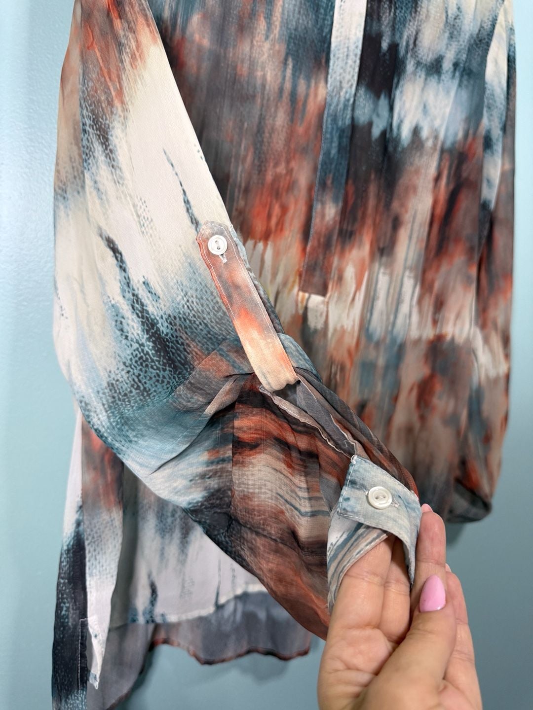 A.N.A. Blouse Size L Abstract Print Long Sleeve 4