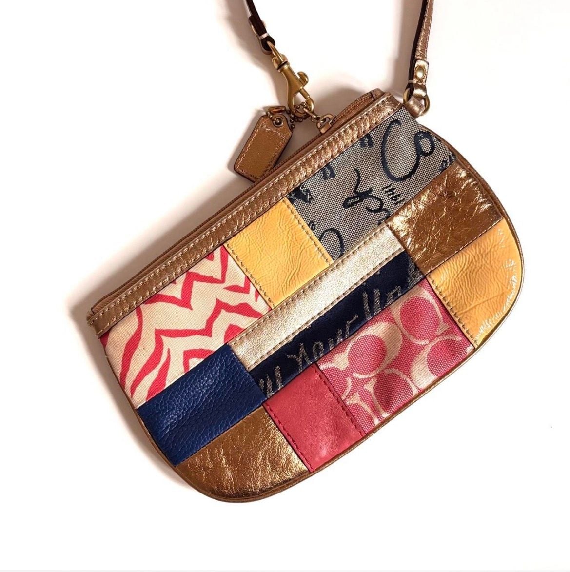 Coach Patchwork Wristlet Multicolor Signature Leather Canvas 6