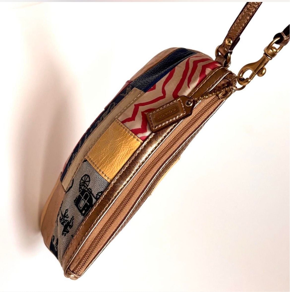 Coach Patchwork Wristlet Multicolor Signature Leather Canvas 7