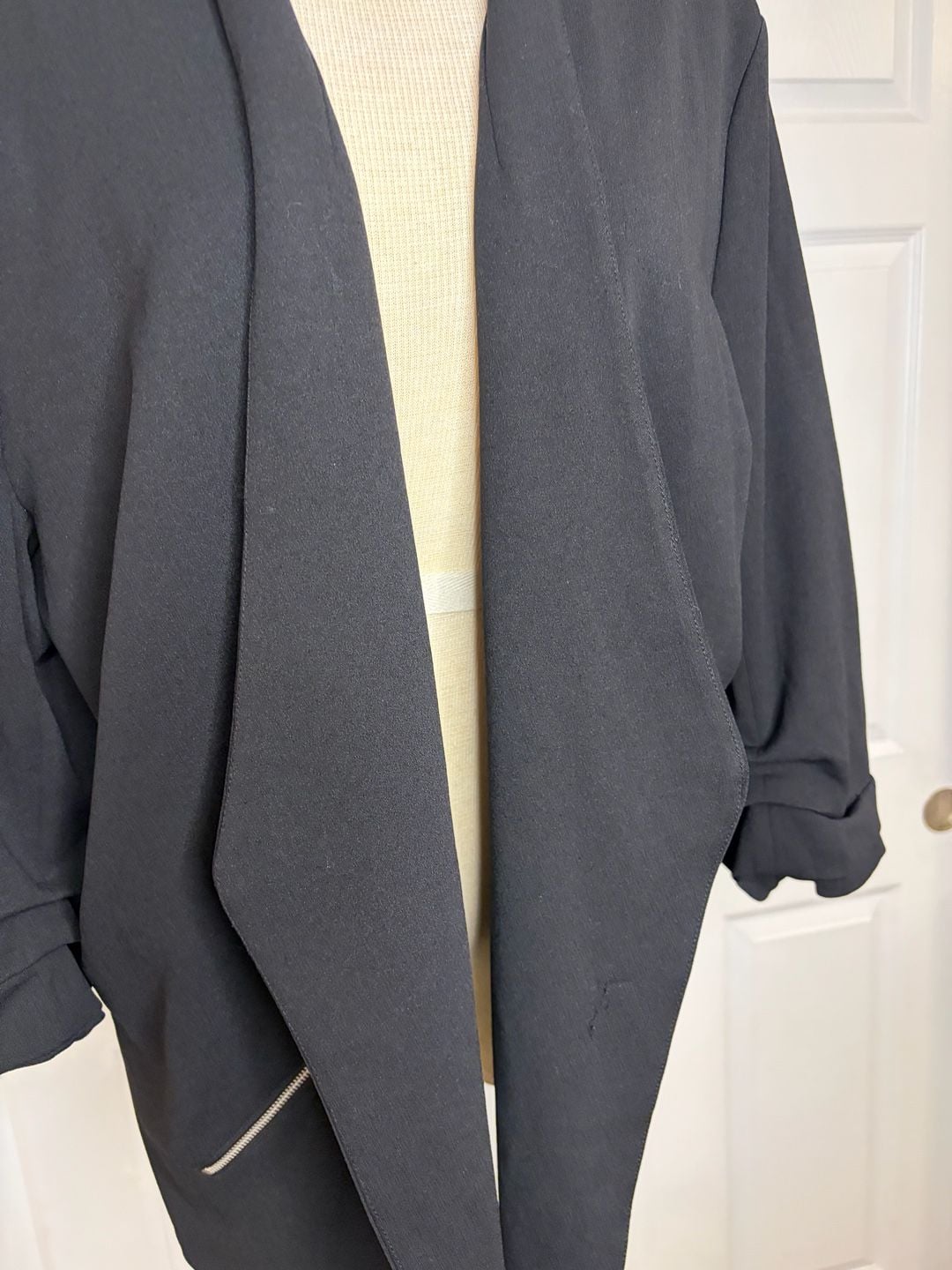 123-Maurices Women's Long Sleeve Black Open Front Collared Blazer Size ...3XL 3