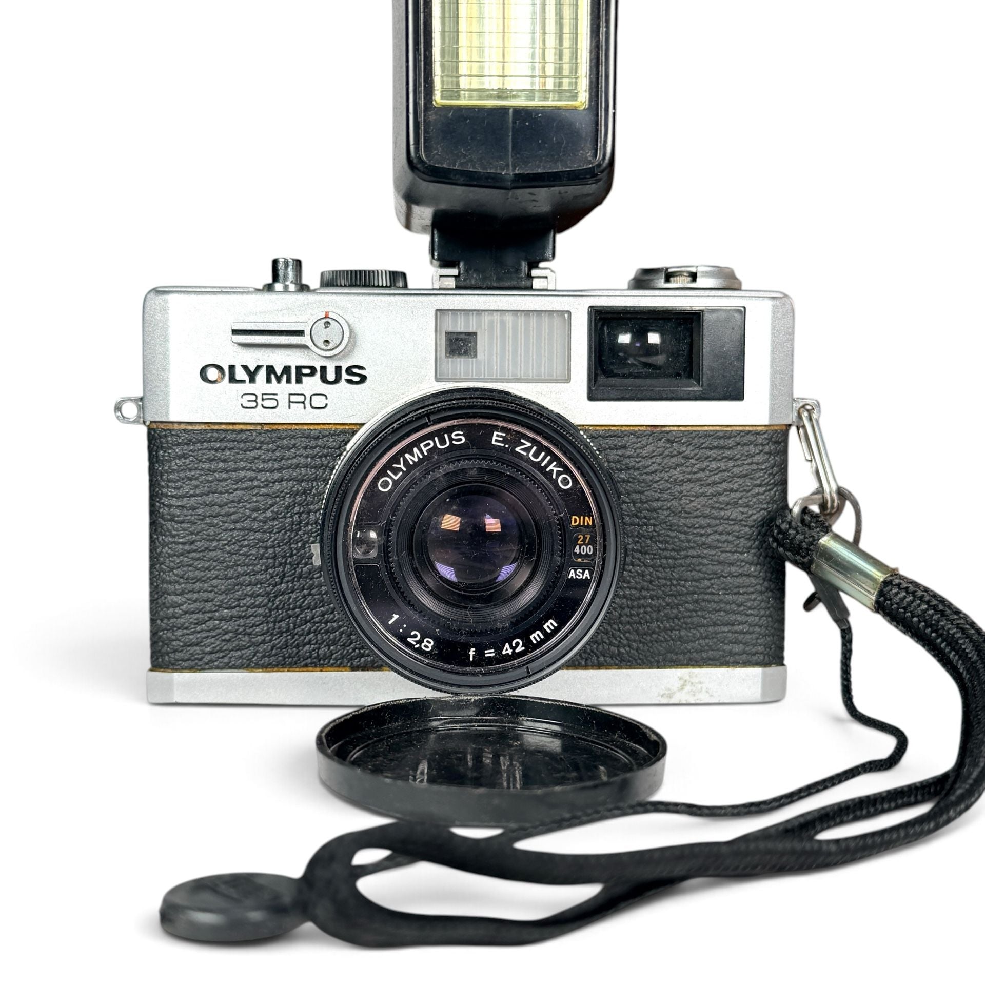 Olympus 35 RC 35mm Rangefinder Film Camera Kit w/ Vivitar Flash Samigon Grip 3