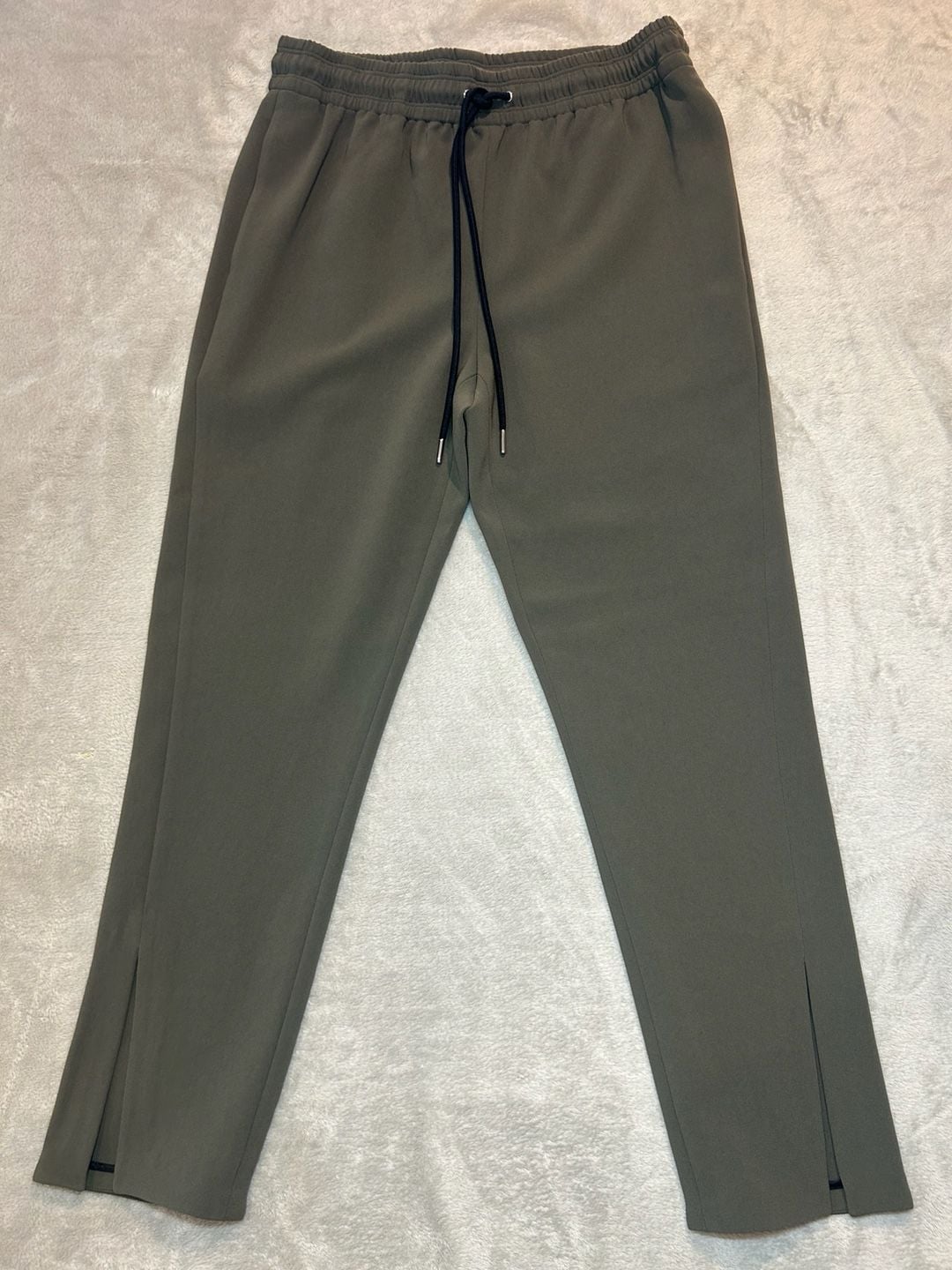 Theory Slit Pull On W Regent Crepe Pants Size 2 Olive Green 2