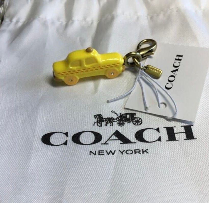 Coach Taxi Cab Bag Charm Key Ring Yellow CCX71 New with Tags 4