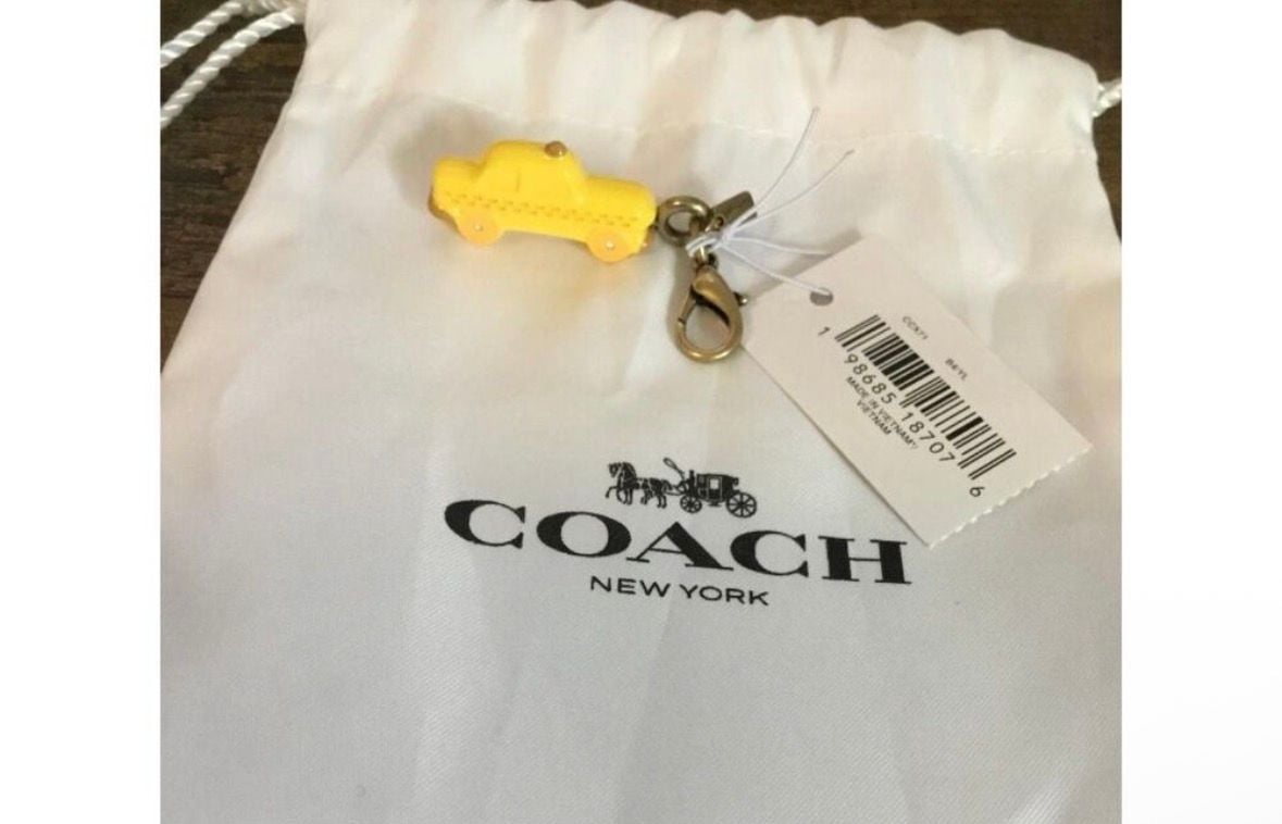 Coach Taxi Cab Bag Charm Key Ring Yellow CCX71 New with Tags 5