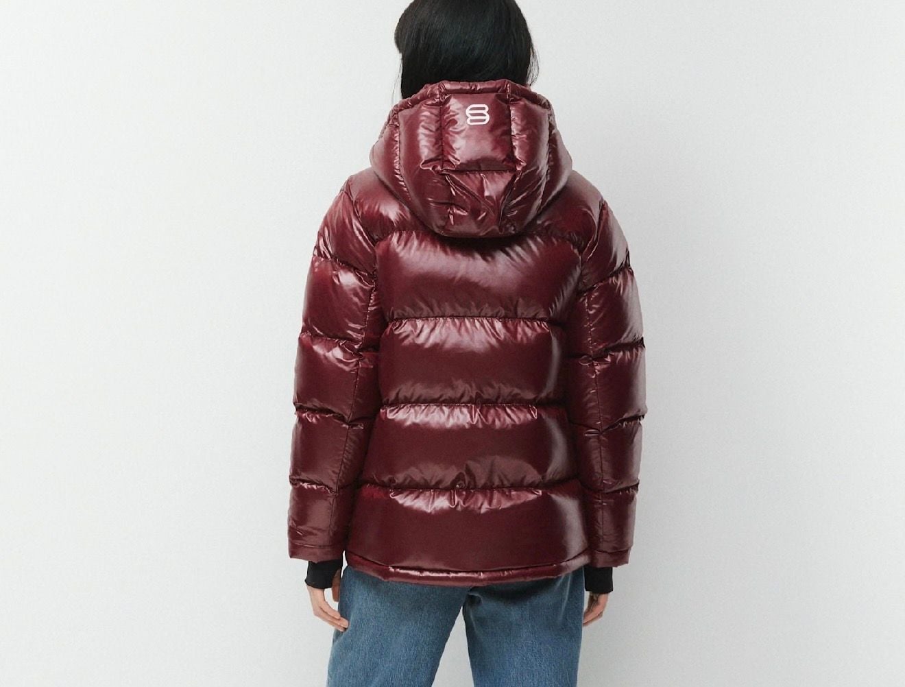 Aritzia The Super Puff Hi-Gloss Jacket burgundy Size Small 3