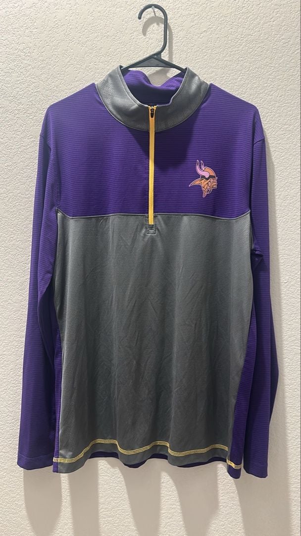 Nike Minnesota Vikings NFL 1/4 Zip Pullover Jacket Purple Gray 2