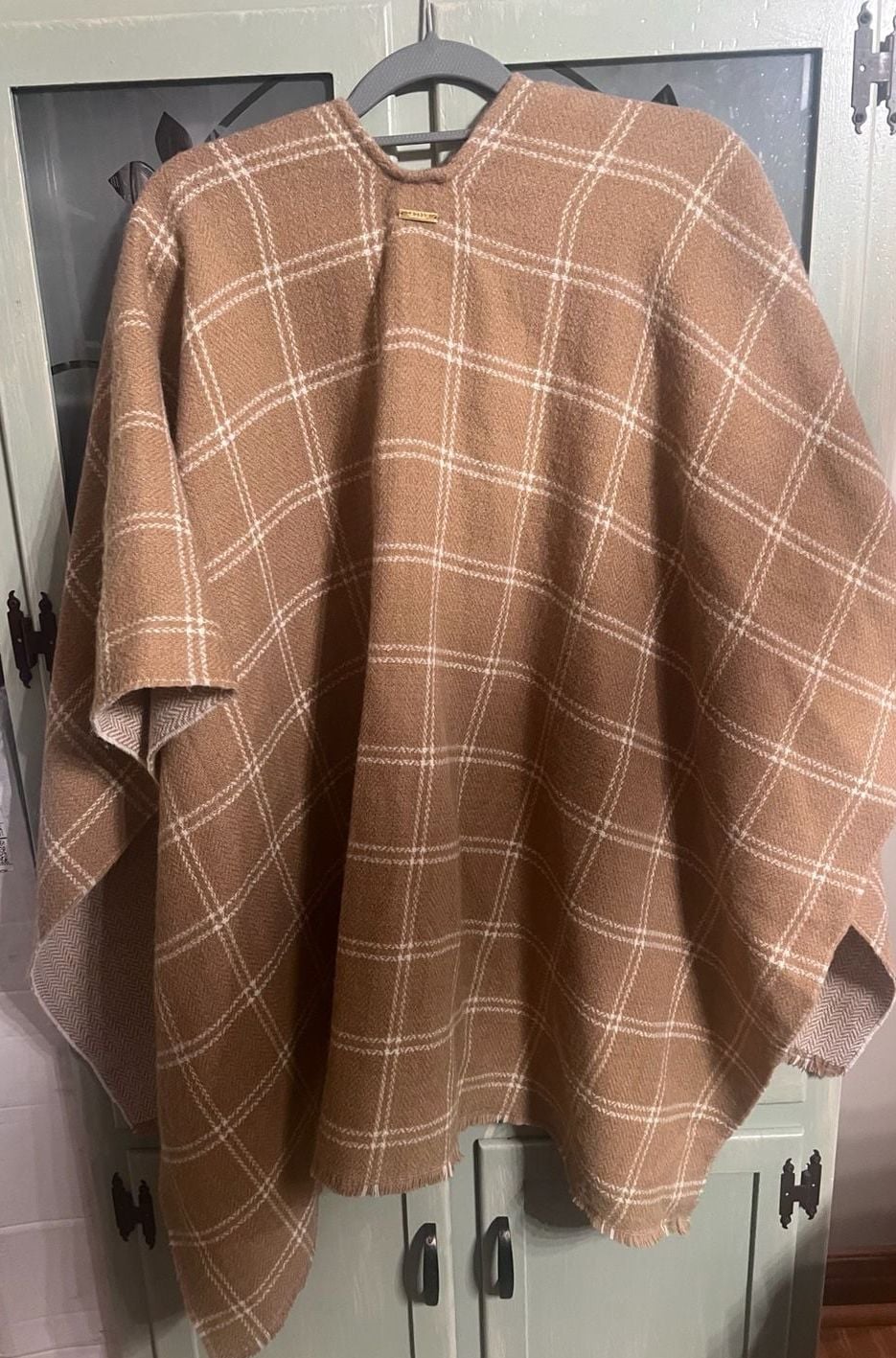 Lauren Ralph Lauren Plaid Poncho One Size Brown Open Front Wrap 6