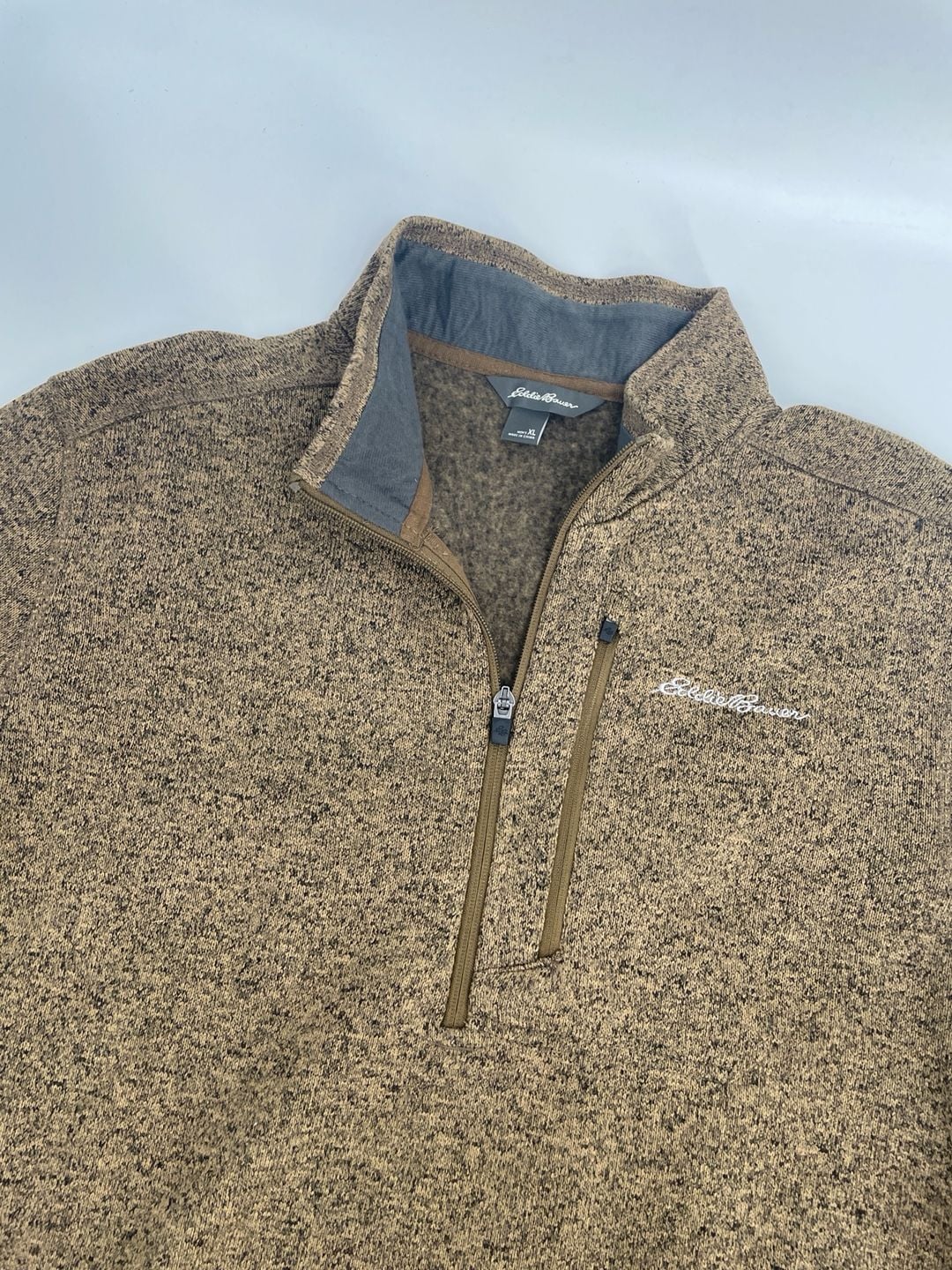Eddie Bauer Fleece Pullover Size XL Brown 1/4 Zip 2