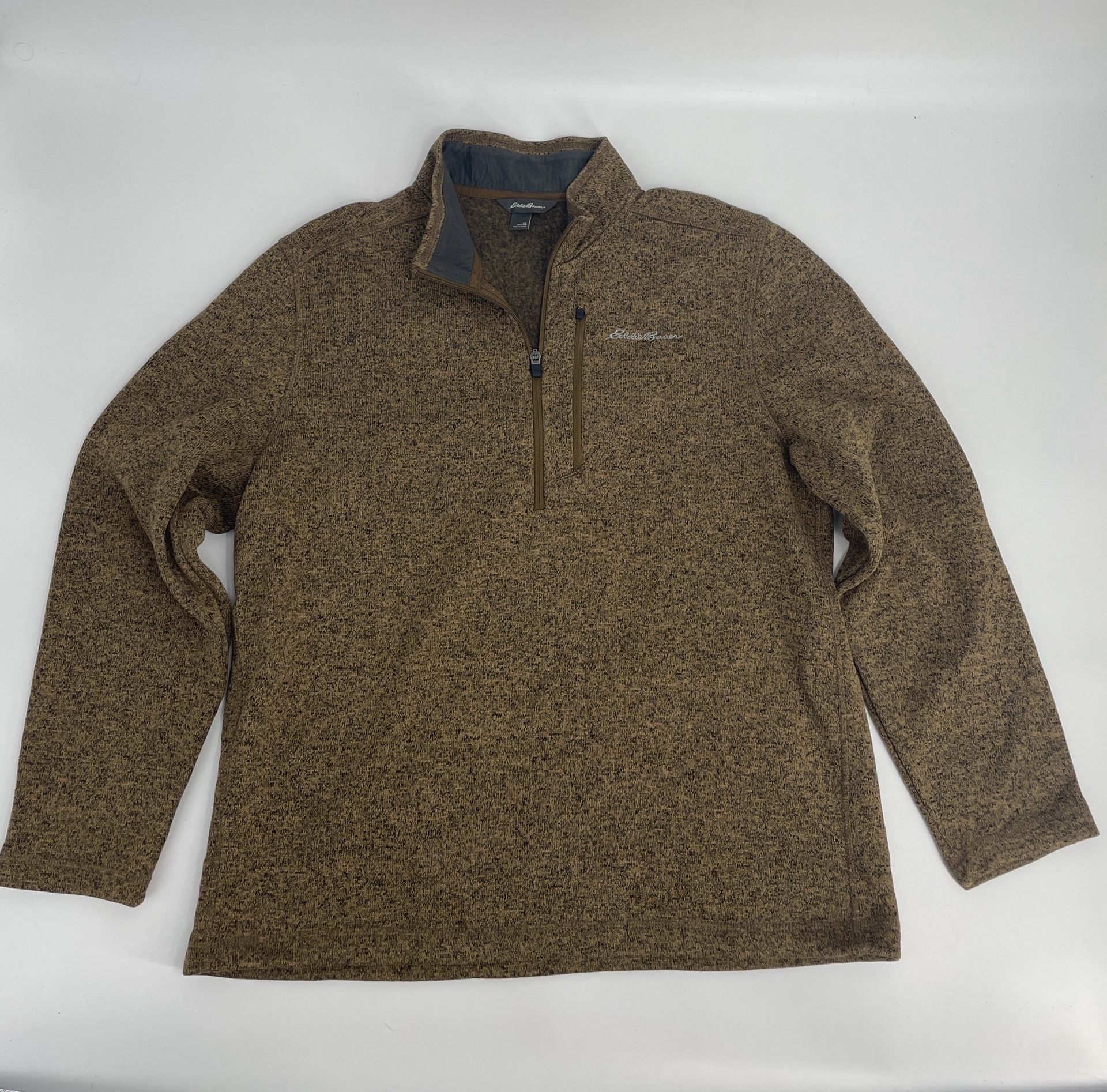 Eddie Bauer Fleece Pullover Size XL Brown 1/4 Zip 3