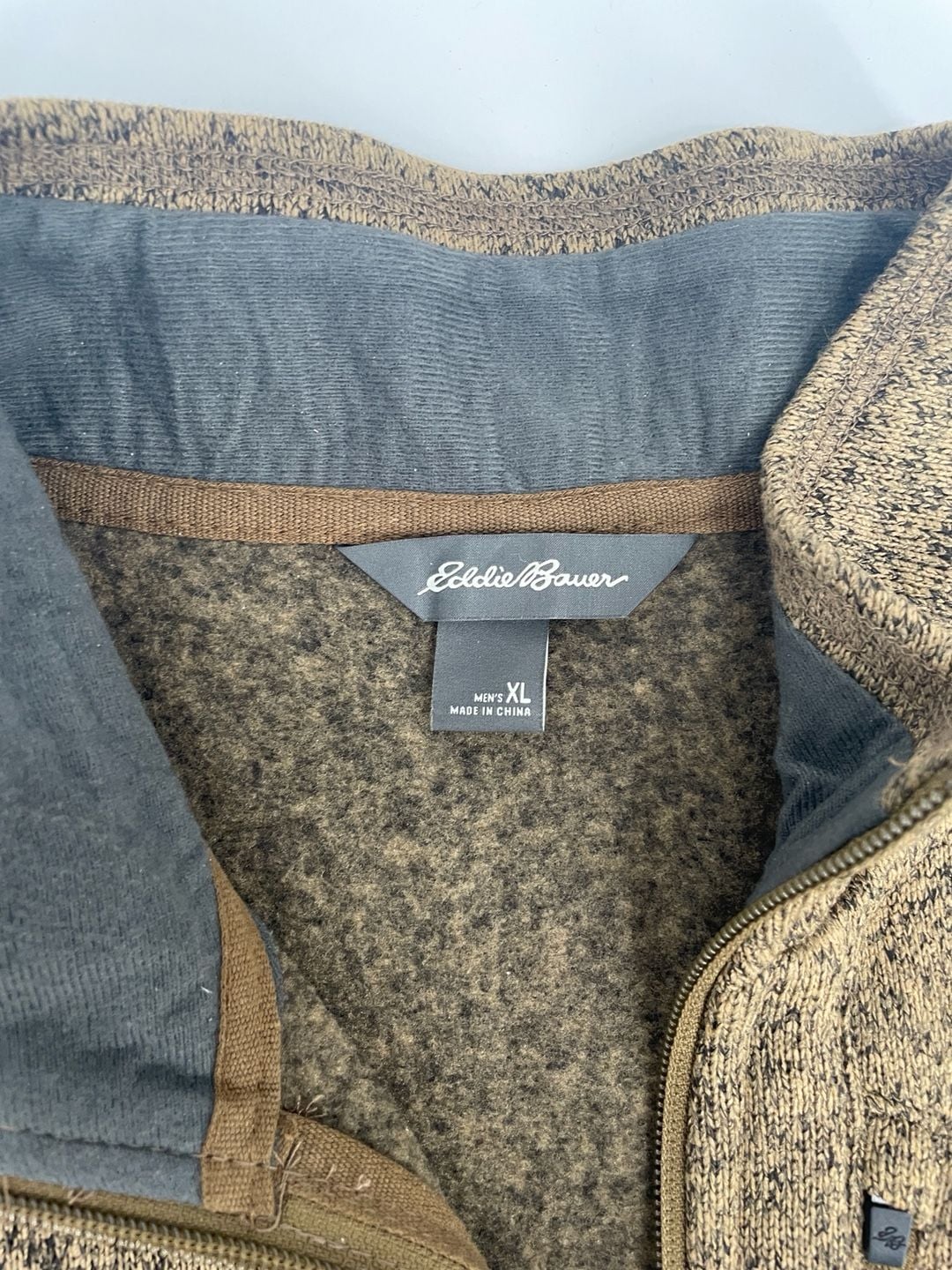 Eddie Bauer Fleece Pullover Size XL Brown 1/4 Zip 6