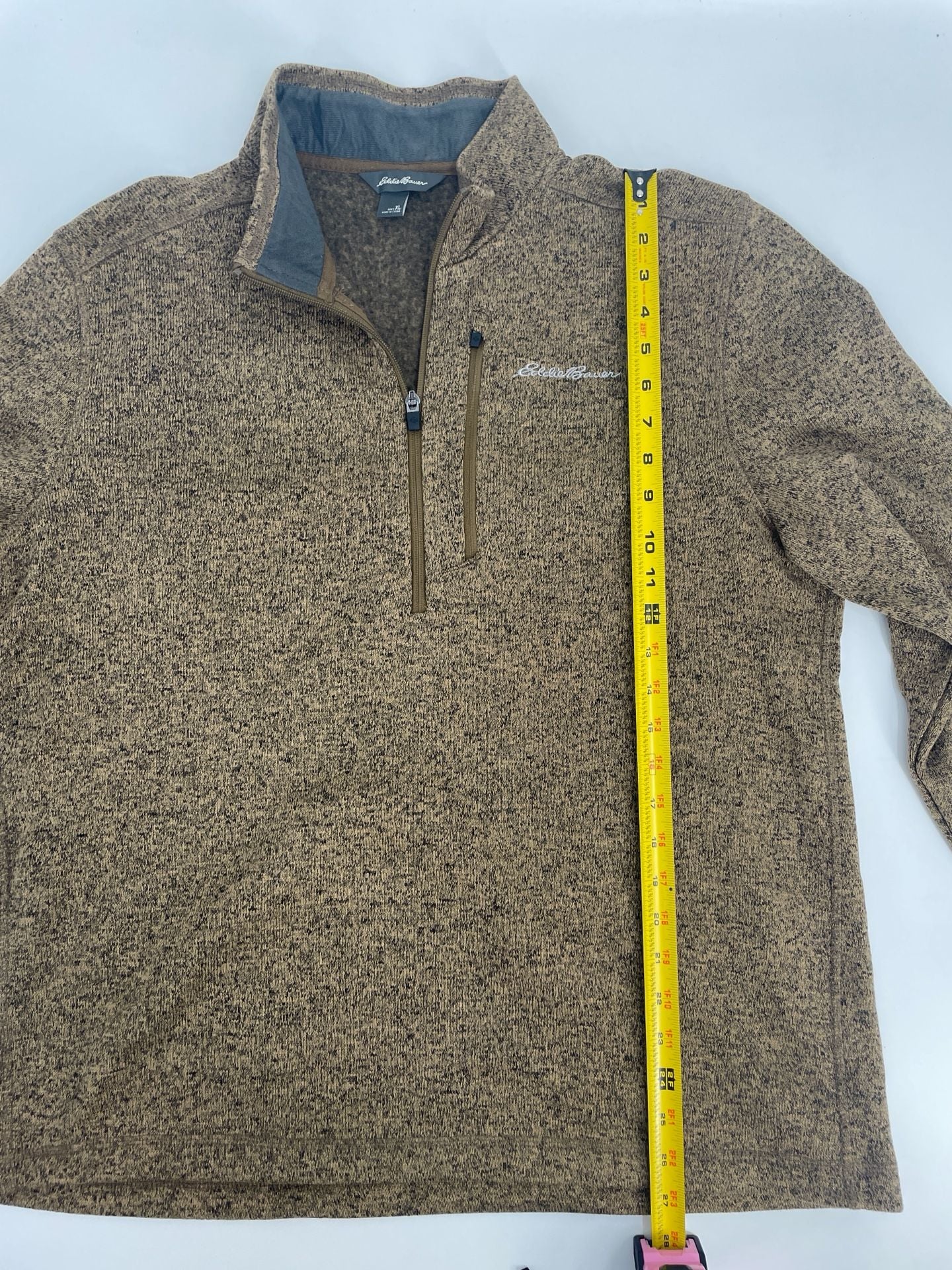 Eddie Bauer Fleece Pullover Size XL Brown 1/4 Zip 9