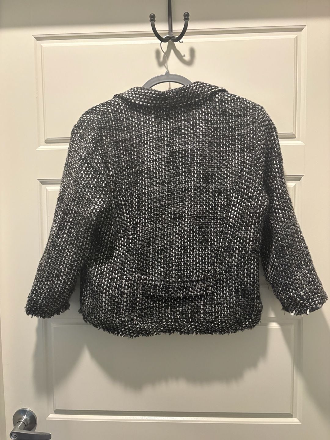 Cabi Tweed Jacket Size L Black White Button Front Blazer 4