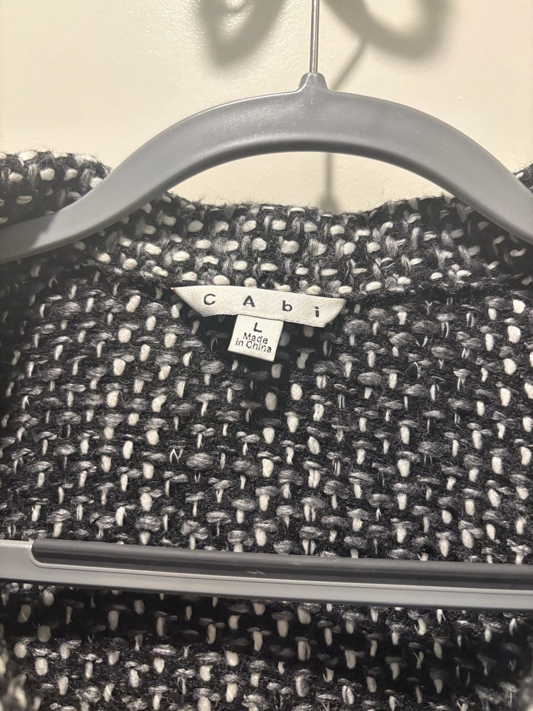 Cabi Tweed Jacket Size L Black White Button Front Blazer 5
