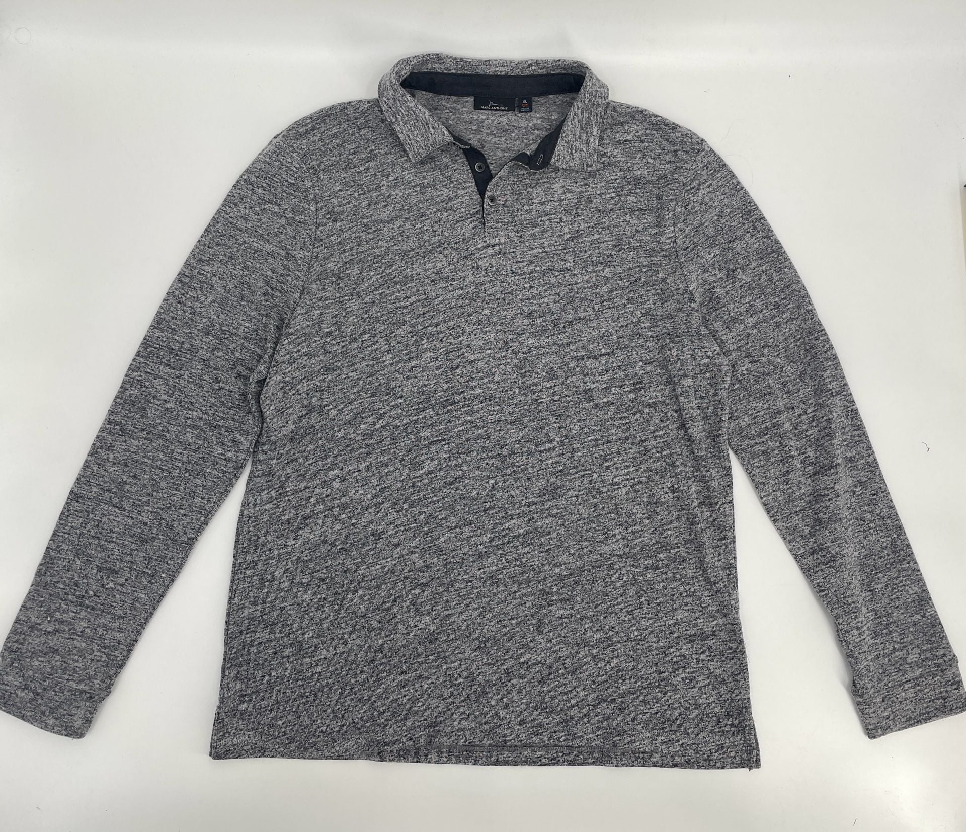 Marc Anthony Polo Long Sleeve Shirt Size XL Gray Slim Fit 3
