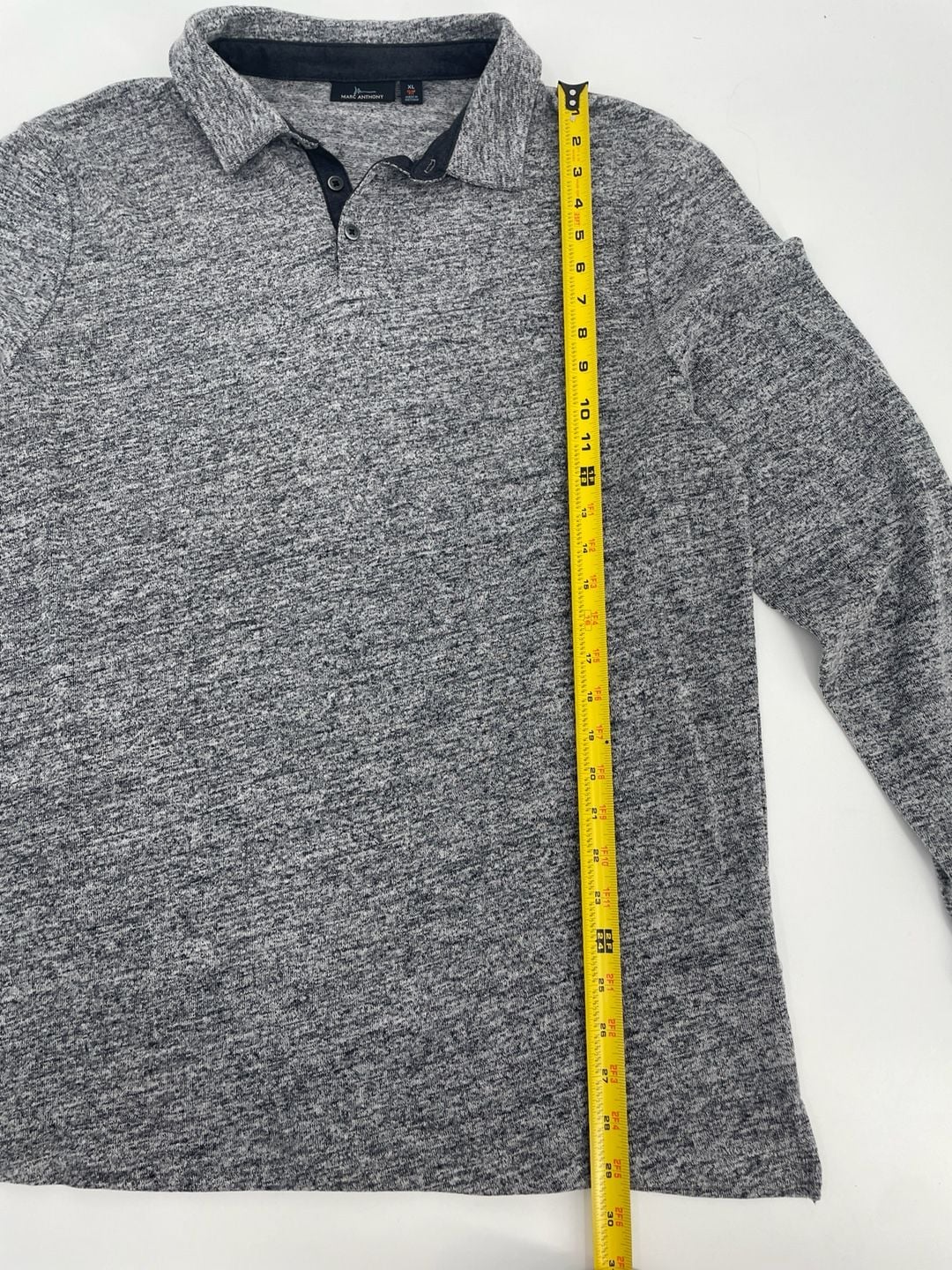 Marc Anthony Polo Long Sleeve Shirt Size XL Gray Slim Fit 7