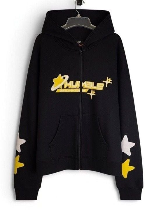 Humble Beginnings Star Zip-Up Hoodie Size XL Black 2