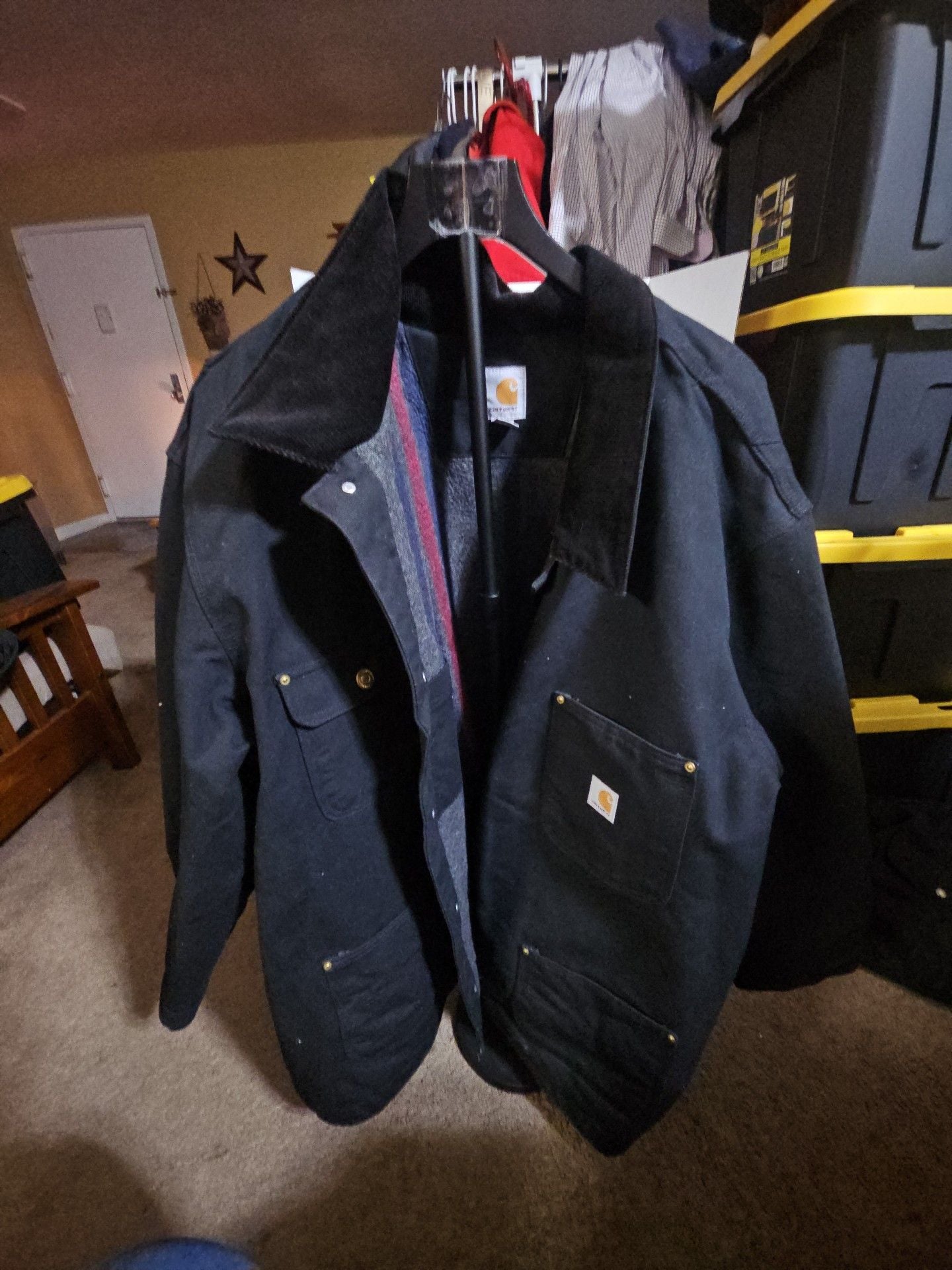Carhartt Blanket Lined Chore Coat Size 4XL Black Cotton Duck 2