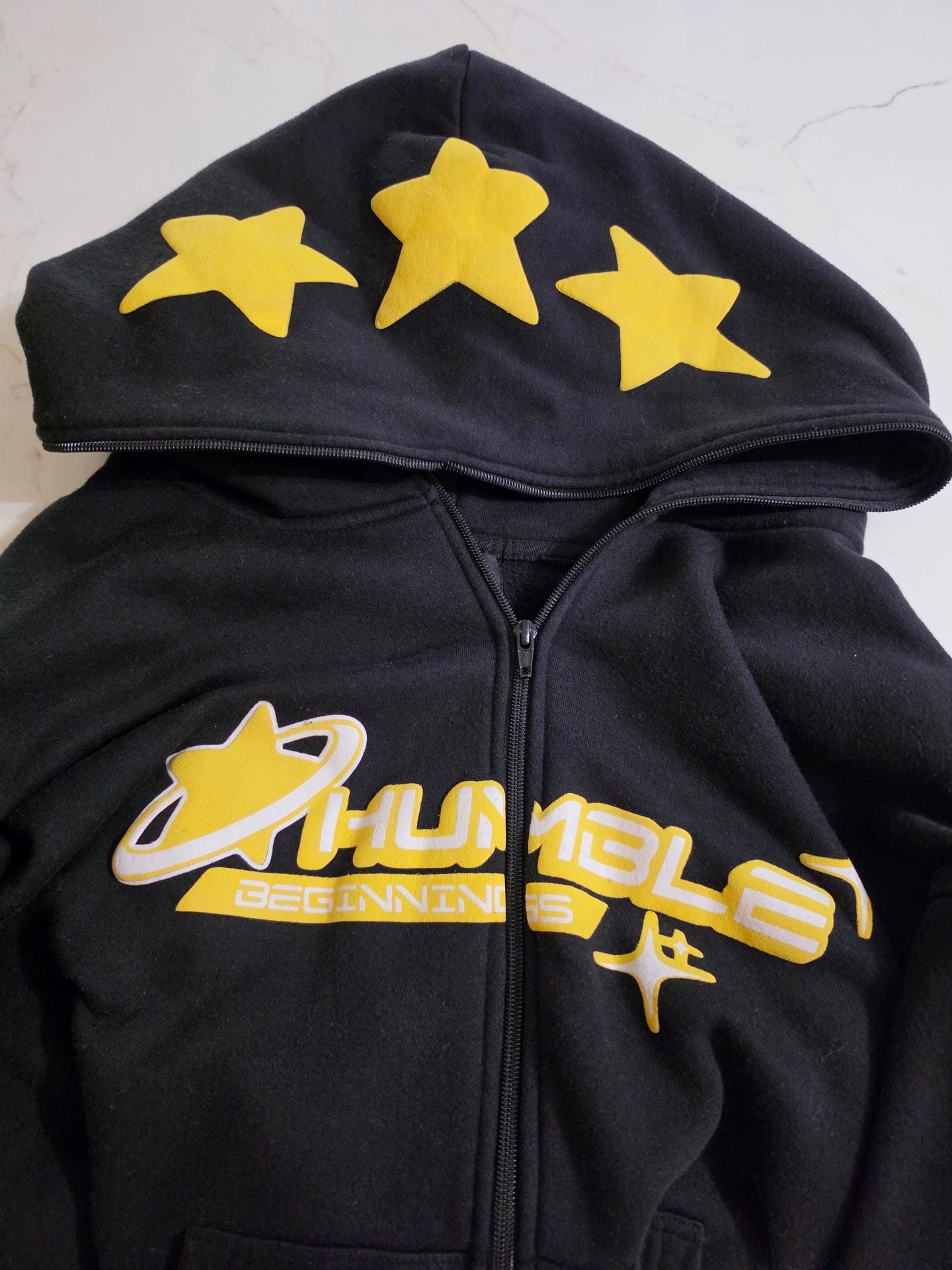 Humble Beginnings Star Zip-Up Hoodie Size XL Black 5