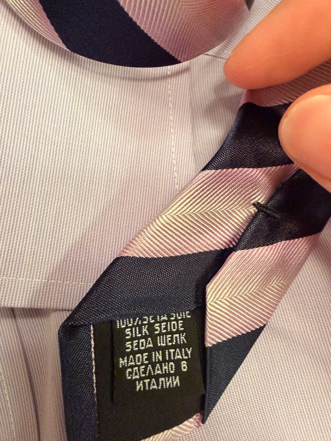 Brooks Brothers 346 Dress Shirt Size 15.5-4/5 Lavender Slim Fit with silk tie 3