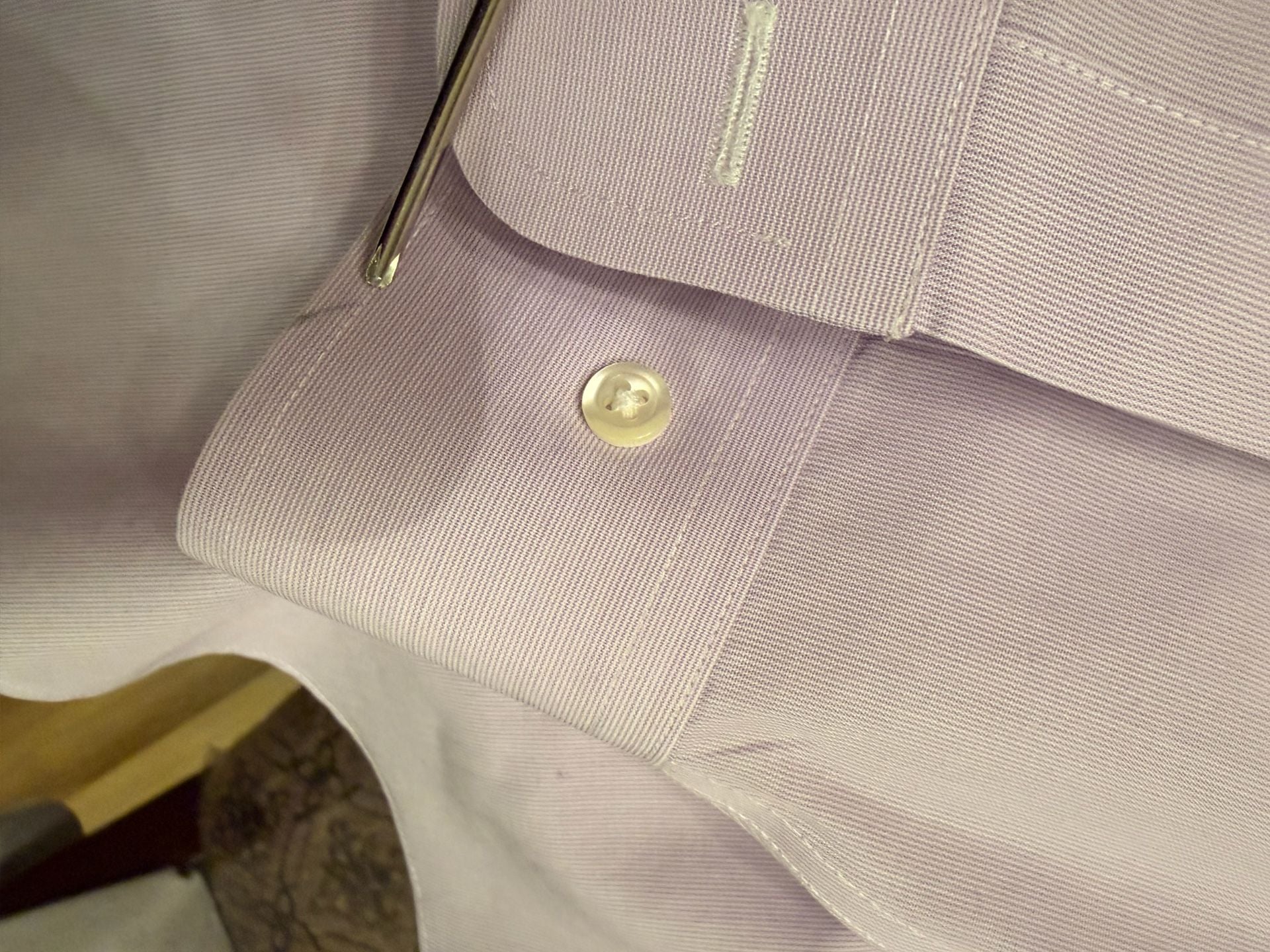 Brooks Brothers 346 Dress Shirt Size 15.5-4/5 Lavender Slim Fit with silk tie 5