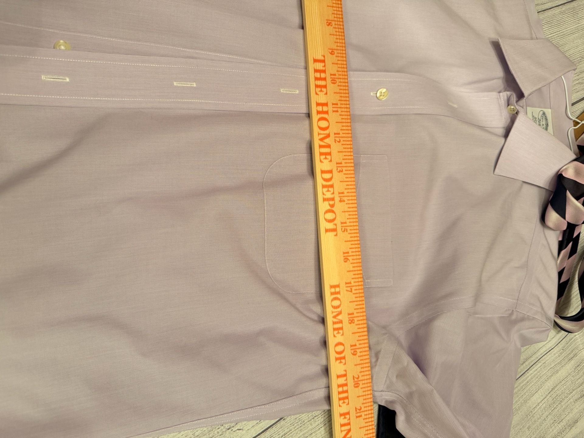 Brooks Brothers 346 Dress Shirt Size 15.5-4/5 Lavender Slim Fit with silk tie 6