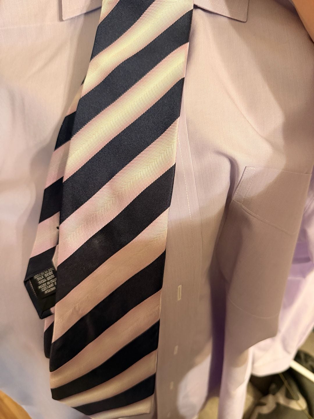 Brooks Brothers 346 Dress Shirt Size 15.5-4/5 Lavender Slim Fit with silk tie 9