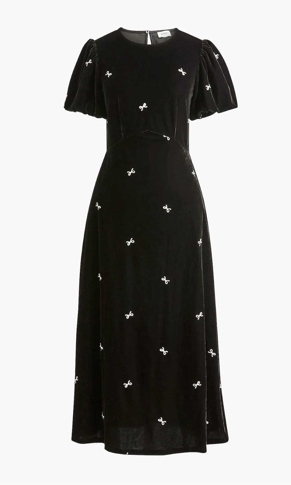 NWT Velvet puff-sleeve midi dress bow size 18 2